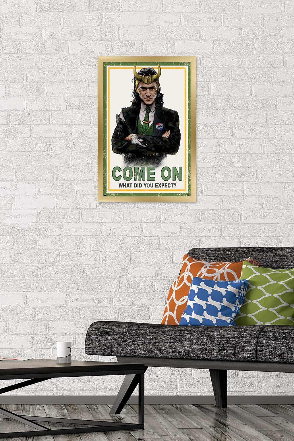 Trends International Marvel Loki-What Did You Expect Wall Poster, 14.725'' X 22.375'', Gold Framed Version