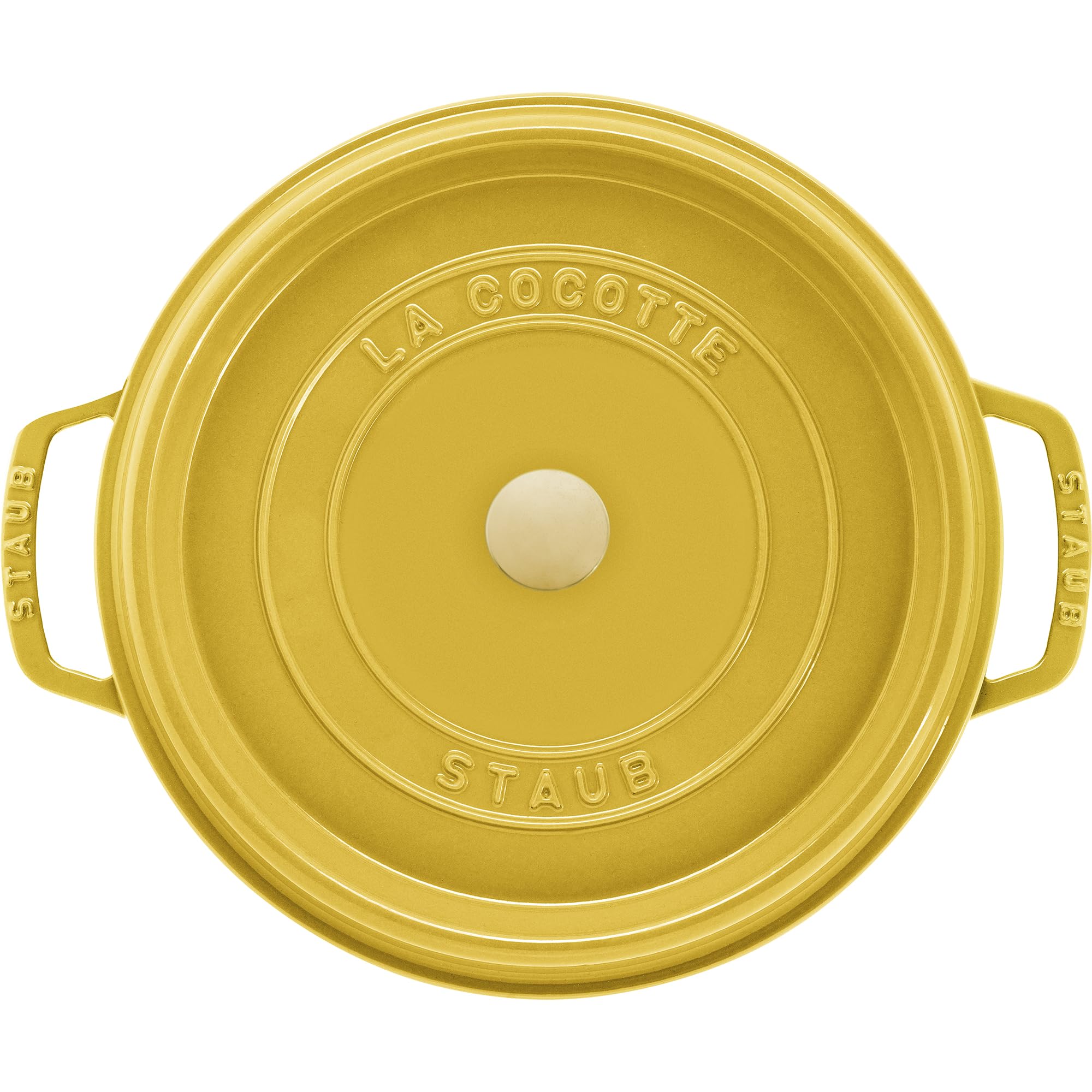 Staub Cast Iron Round Cocotte, Dutch Oven, 7-Quart, Serves 7-8, Made In France, Citron