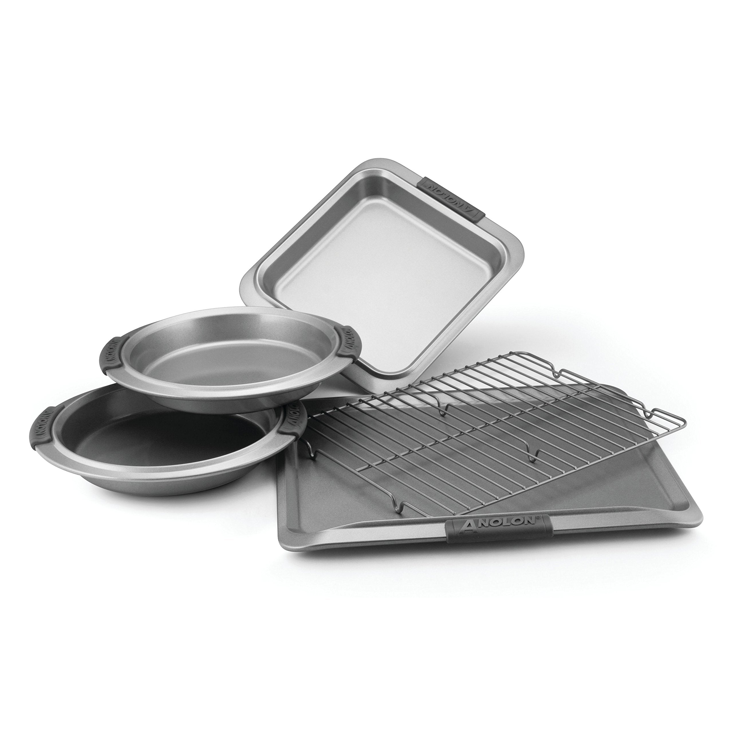 Anolon Advanced Nonstick Bakeware Set / Baking Pans With Grips - 5 Piece, Gray,57327