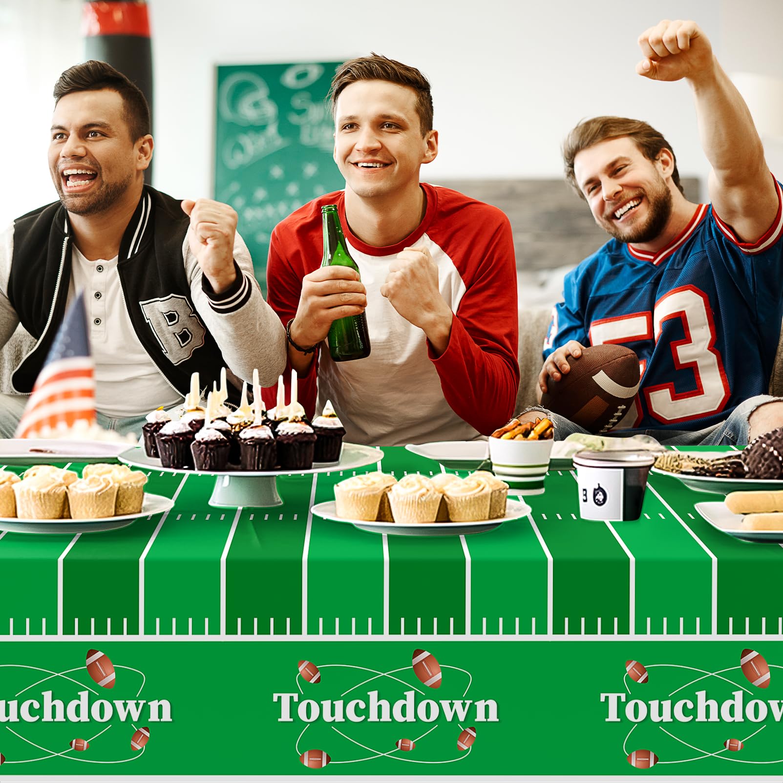 Football Party Decorations,2 Pack Football Tablecloth Disposable Plastic Tablecloth 54 X 108,Football Birthday Party Decor,F