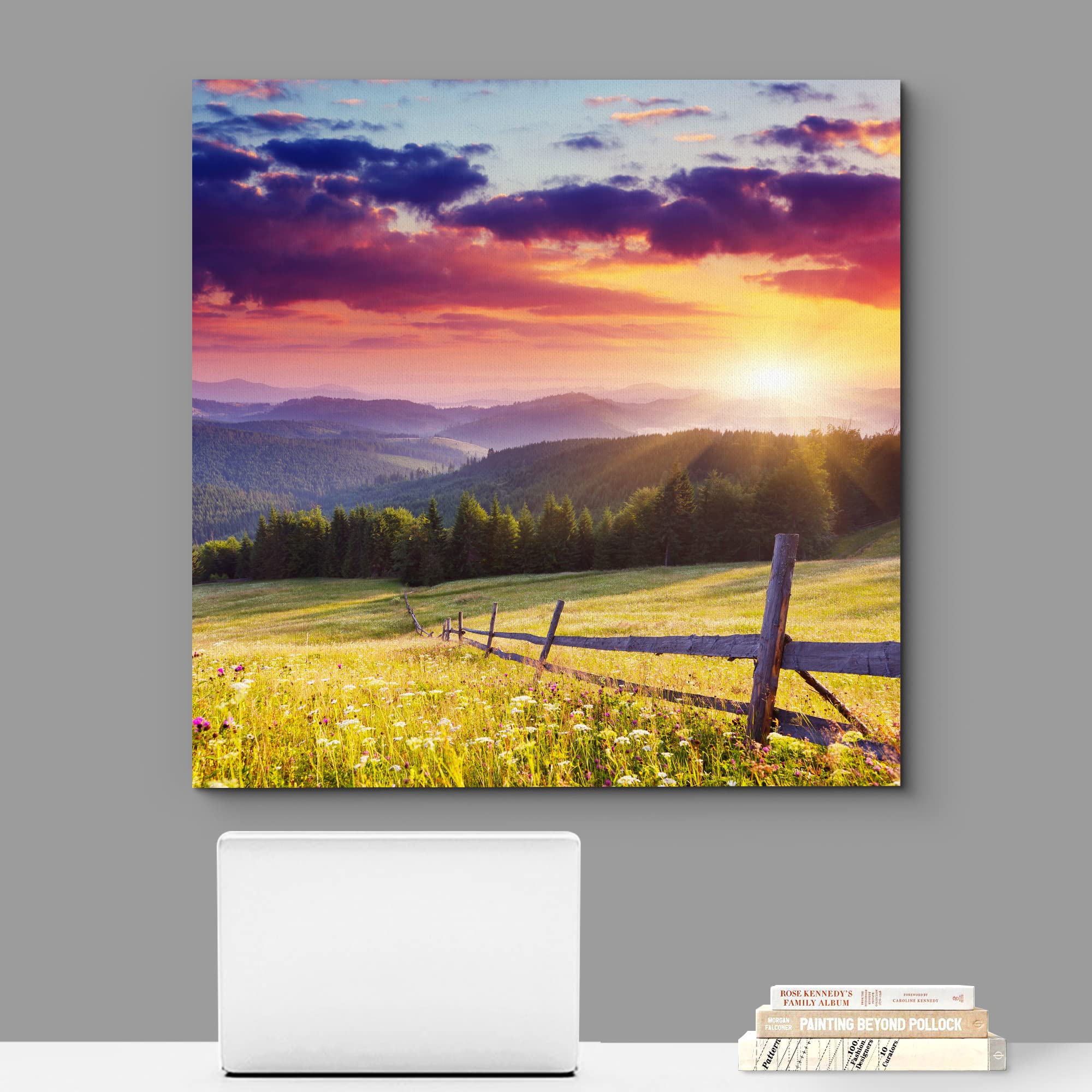 Canvas Prints Wall Art - Majestic Sunset In The Mountains Landscape, Beautiful Mountain Scenery | Modern Wall Decor/Home Art Str