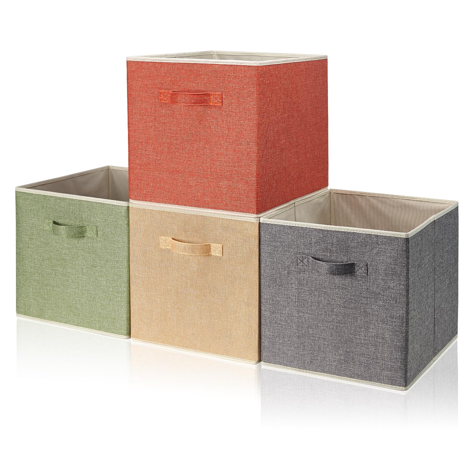 Brillantjo Storage Box, Set Of 4 Organiser Basket Bin Drawers Containers With Handles For Storage Cube Unit, Mixcolor, 13'' X 15