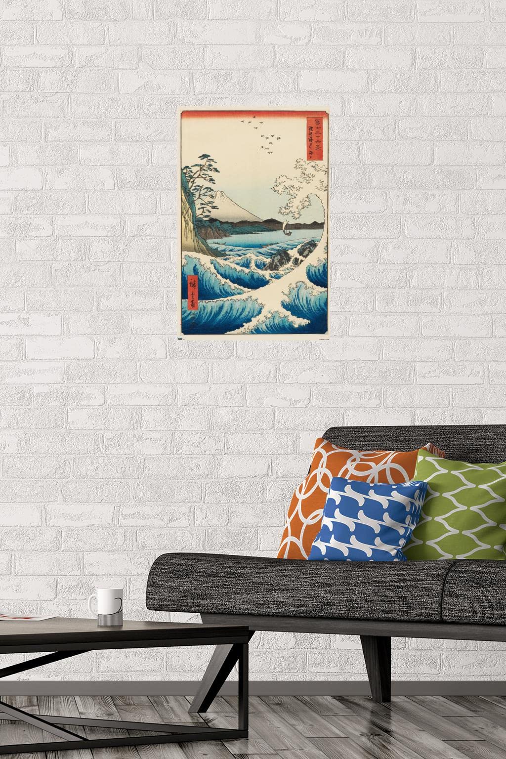 Trends International Hiroshige - The Sea At Satta Wall Poster, 14.725'' X 22.375'', Premium Poster & Mount Bundle