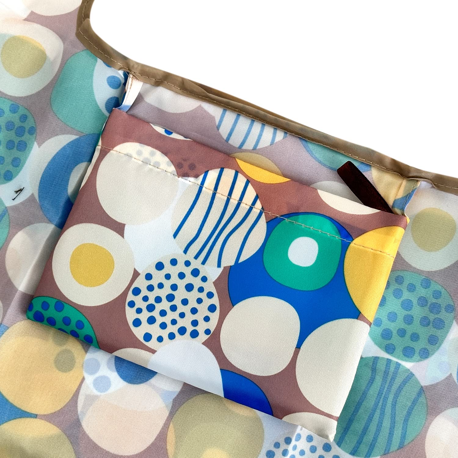 Allydrew Large & Small Foldable Tote Nylon Reusable Grocery Bags, Set Of 2, Happy Dots