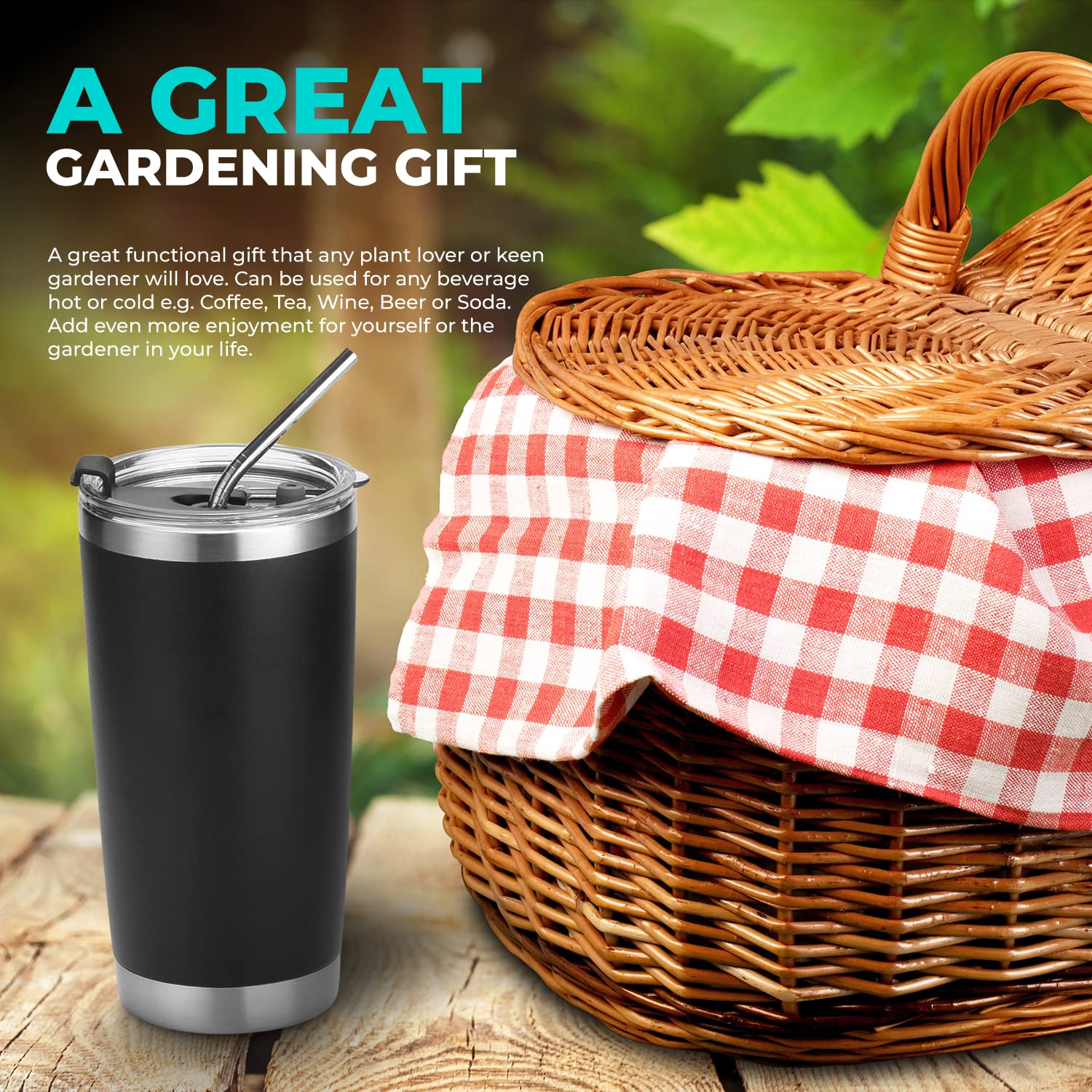 Semblis 20Oz Insulated Coffee Tumbler - Great Gardening Gifts For Women And Men - Gifts For Plant Lovers - A Funny Gift For Mom