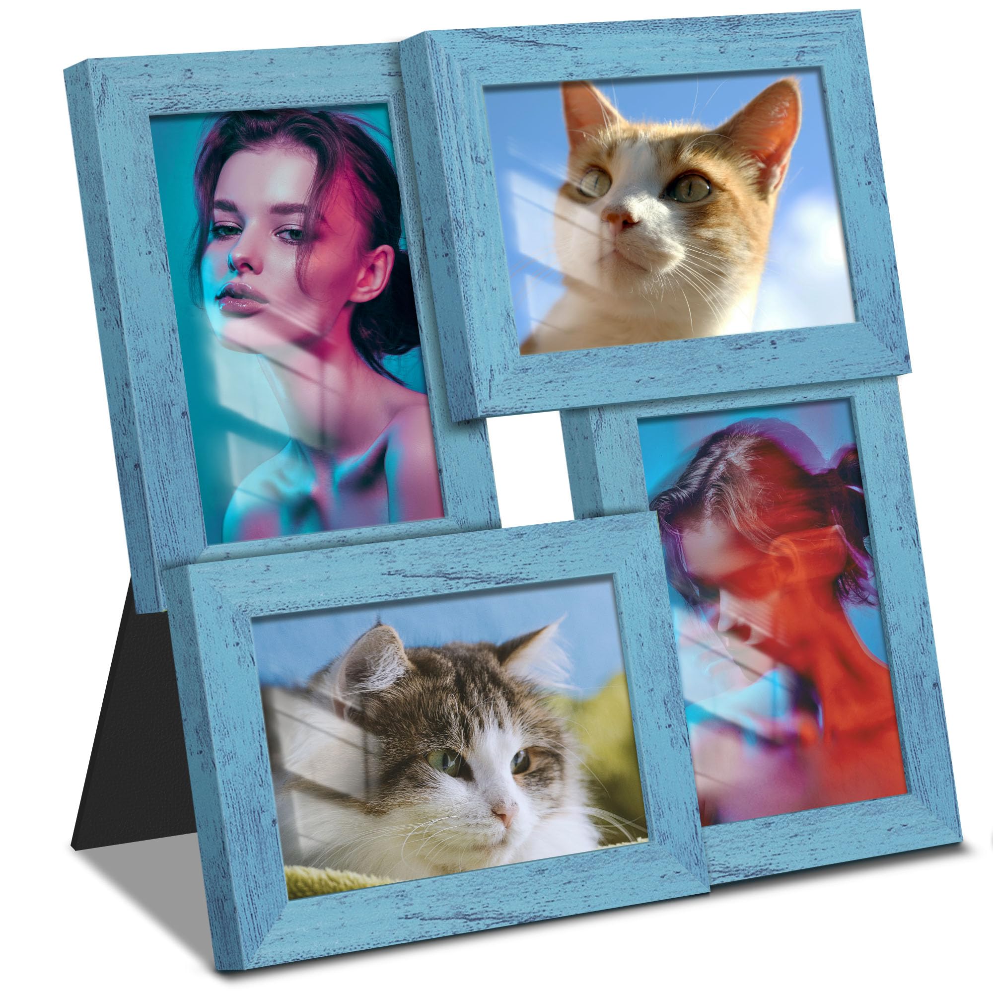 DUENPY 4x6 Collage Picture Frame Tempered Glass Front, Displays Four 4x6 Photo, Family Photo Collage Frame, Wall Decor Wall Hang