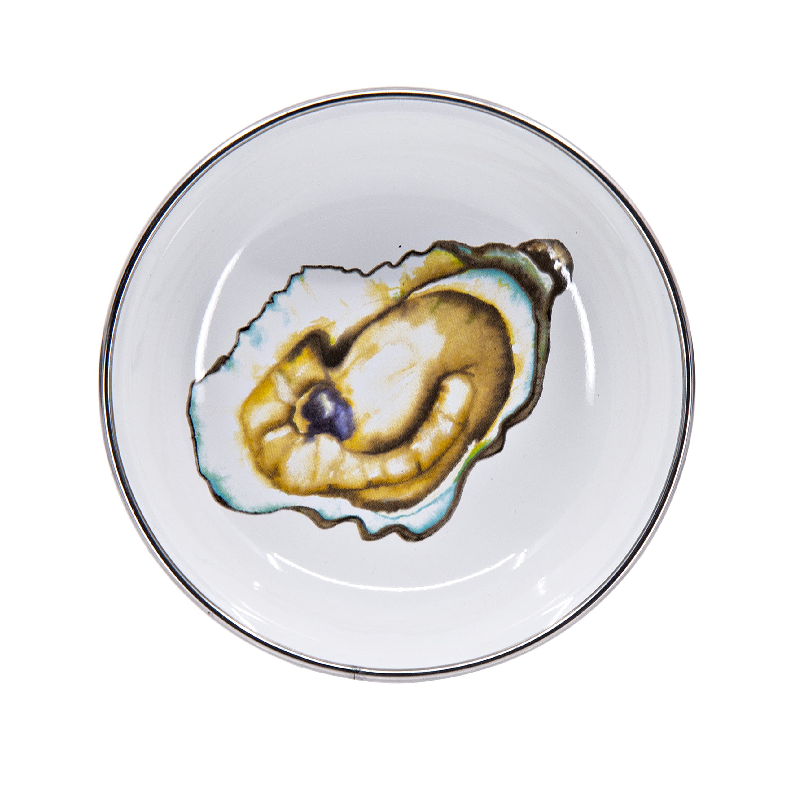 Golden Rabbit Enamelware - Oyster Pattern - Set Of 6-4Oz Tasting Dishes