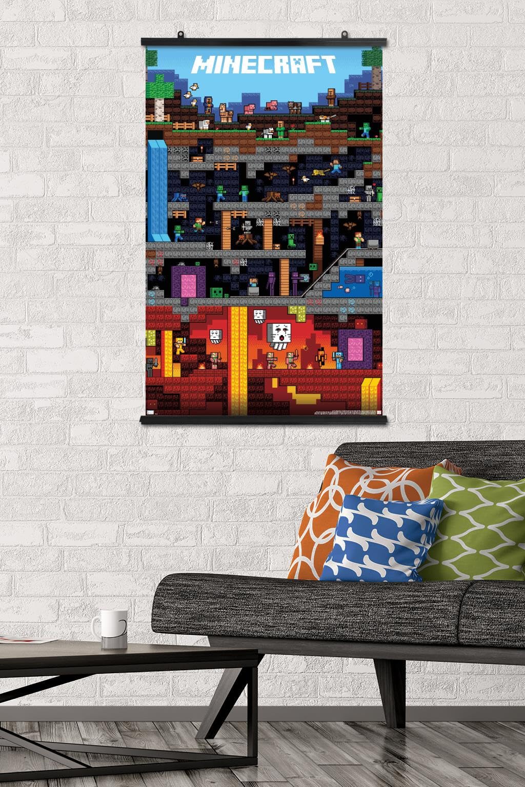 Trends International Minecraft - Worldly Wall Poster, 22.375'' X 34'', Poster & Clip Bundle
