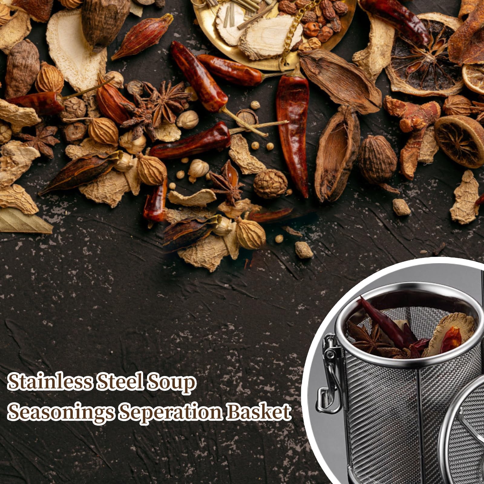 Seasoning Strainer Stainless Steel Tea Strainer Soup Seasonings Seperation Basket Filter