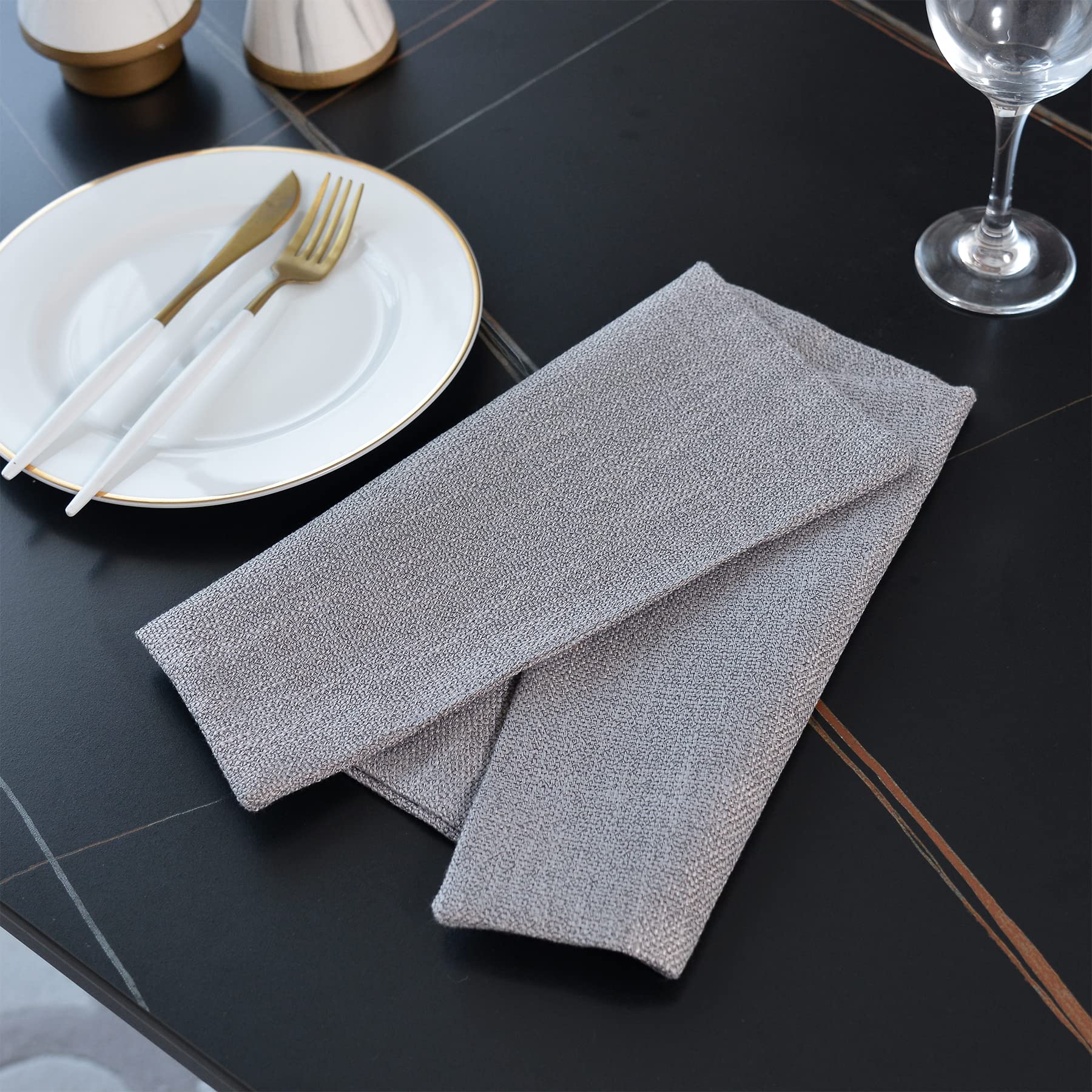 4 Piece 12 X 18 Inch Soft Faux Linen Place Mats Heat Resistant Dining Table Place Mats Cloth Kitchen Table Mats 12X18 Grey