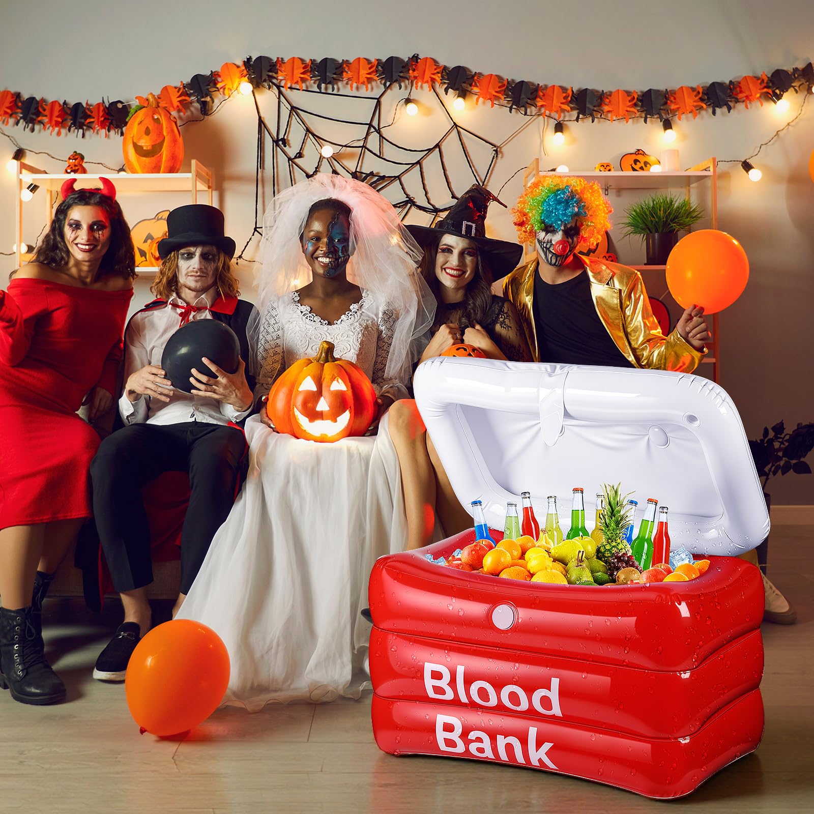 Funnymoom 1 Pcs Halloween Inflatable Cooler Blood Bank Cooler Hospital Themed Blood Bags Container for Beverage Snacks Halloween