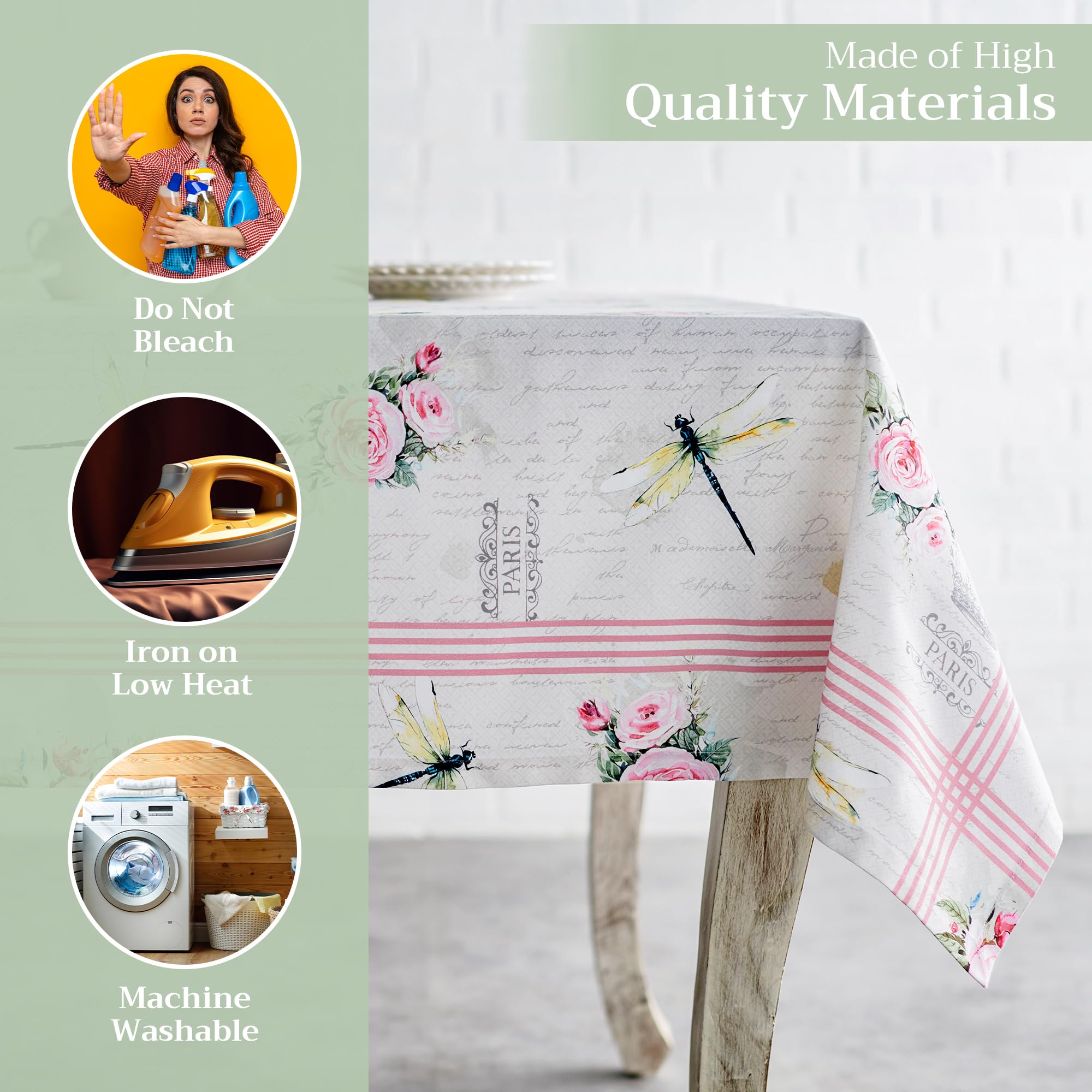 Maison D' Hermine 100% Cotton Table Cover - 60''X60'' Square Decorative Tablecloth - Tablecloths For Dining, Wedding, Farmhouse