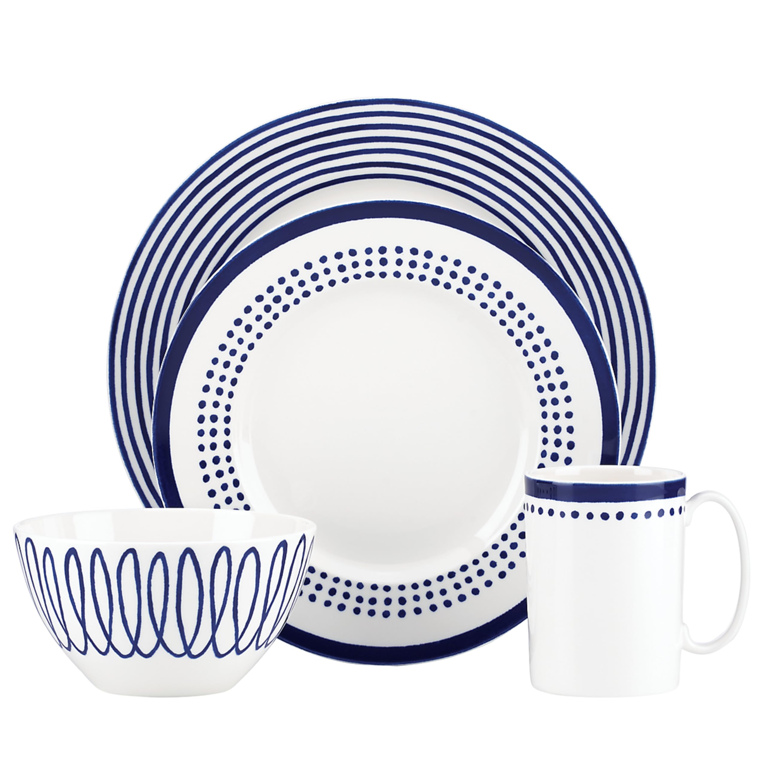 Kate Spade New York Charlotte Street East 4 Piece Place Setting,Blue
