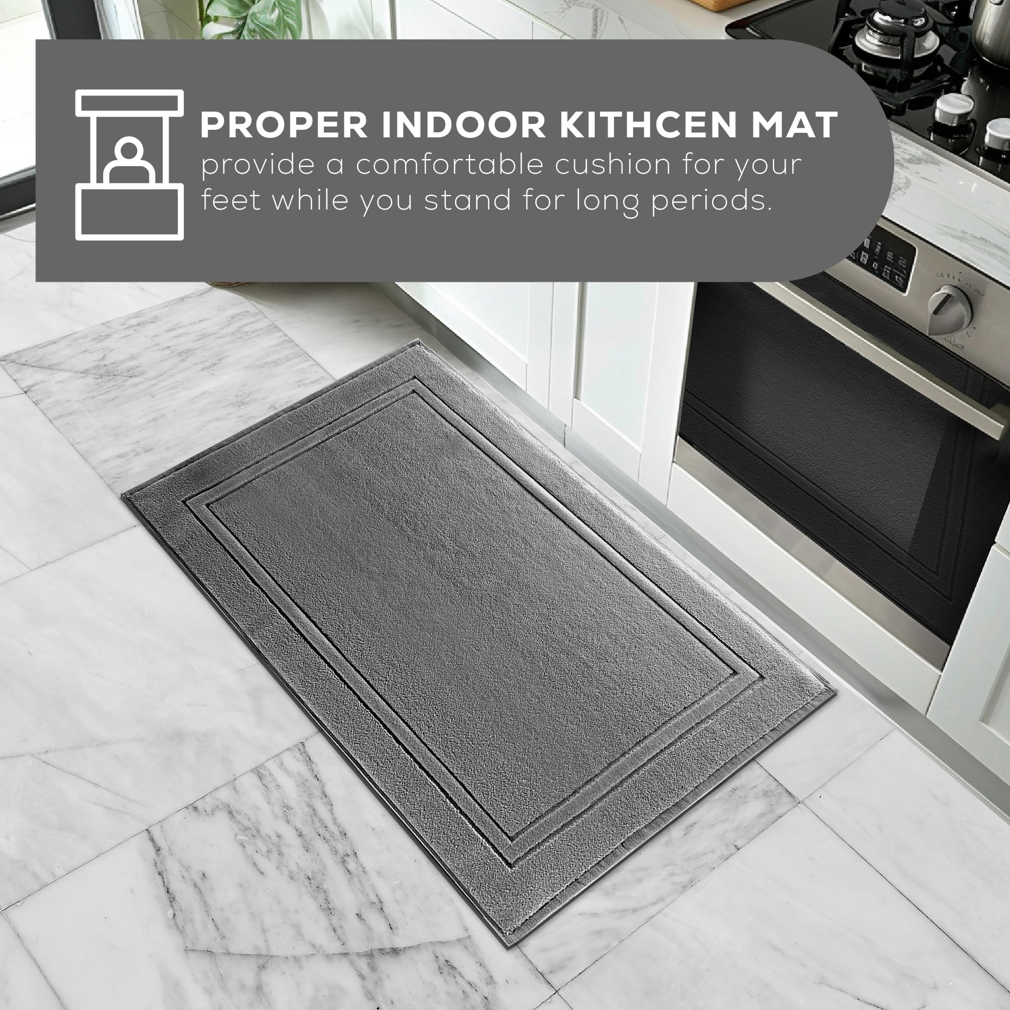 Alibi Bath Mat Floor Towel Set | 2 Pack of Super Soft & Absorbent Luxury Cotton Towels | Hotel  Spa  Shower & Bathroom Step Out of Tub Floor Mats [NOT a Bathroom Rug] |Machine Washable - Grey 22 X 34