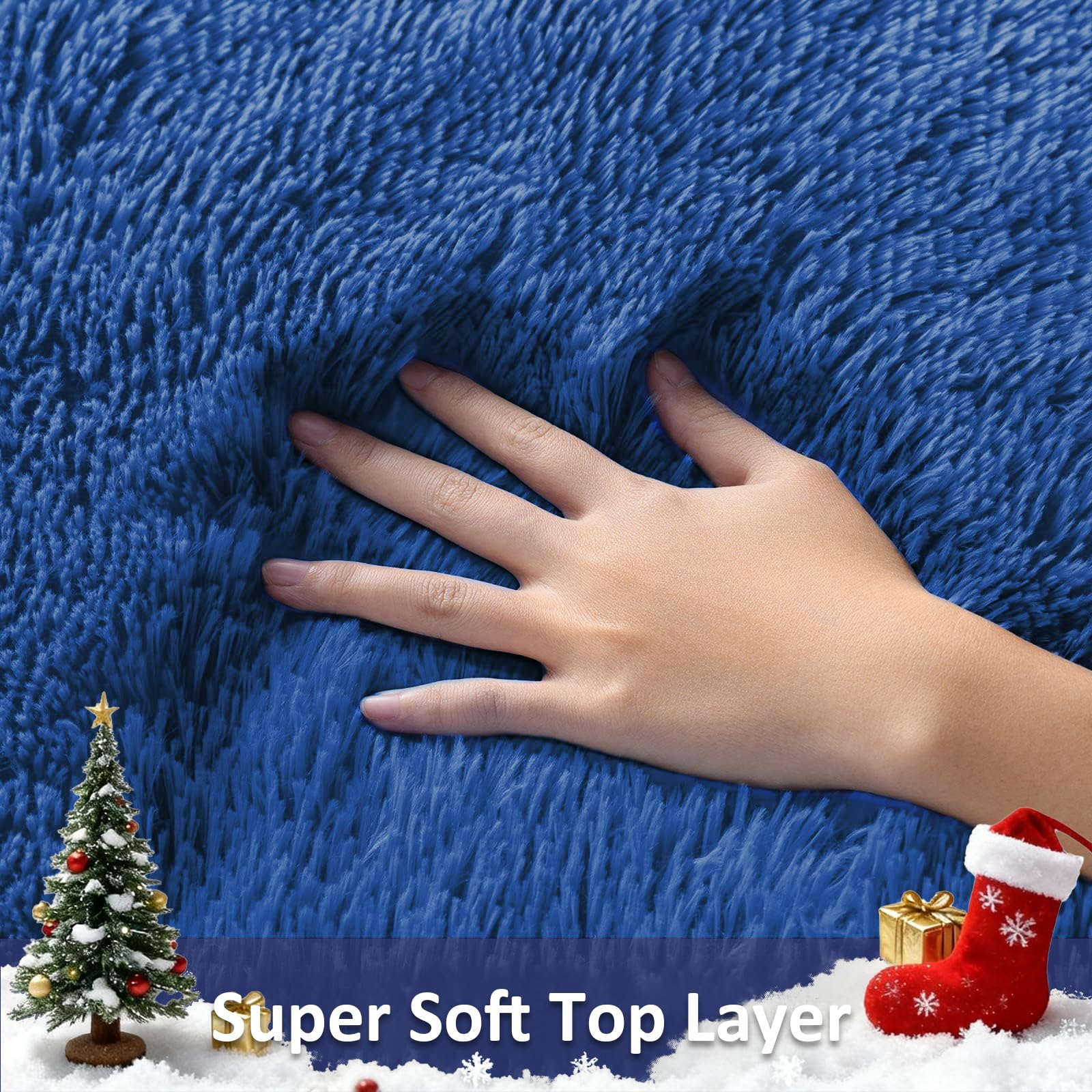 Ophanie 6x9 Blue Rugs for Living Room, Large Fluffy Shag Fuzzy Plush Soft Area Rugs, Floor Shaggy Navy Carpets for Bedroom, Carp