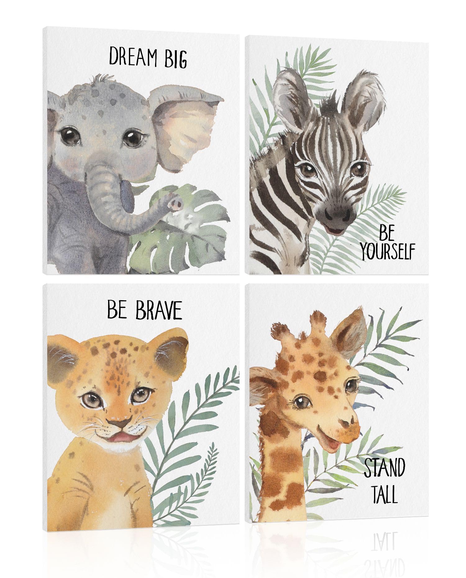Safari Animal Nursery Wall Decor: Jungle Animal Print For Baby Boy Girl, Inspirational Quotes Kids Wall Art, Safari Nursery Pict