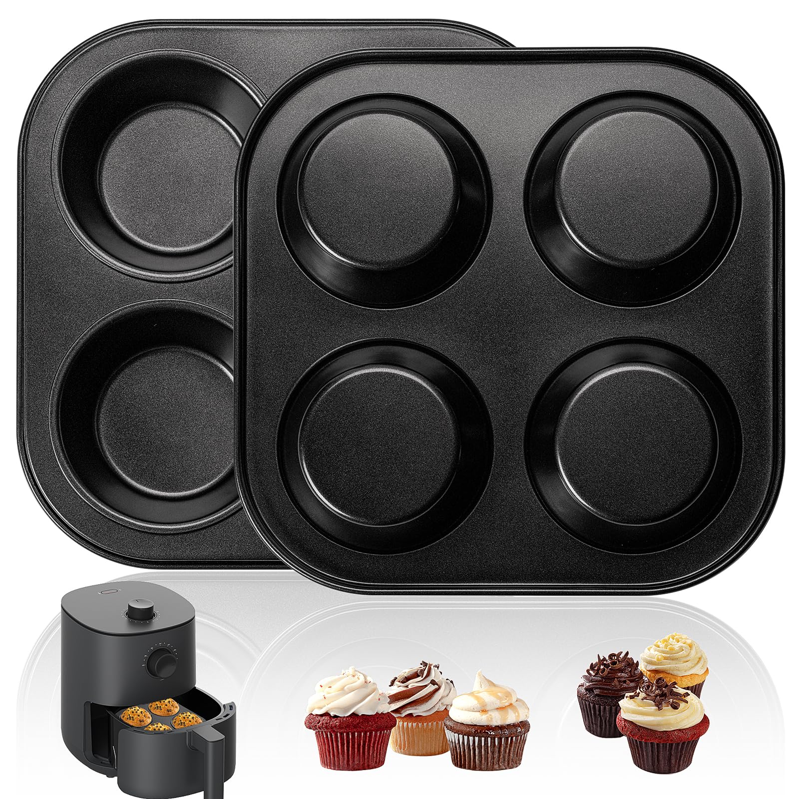 Yomvzake Air Fryer Muffin Pan, 2 Pack Cupcake Molds For Air Fryer Toaster Oven, Nonstick Cupcake Baking Pan For Counter Top Oven