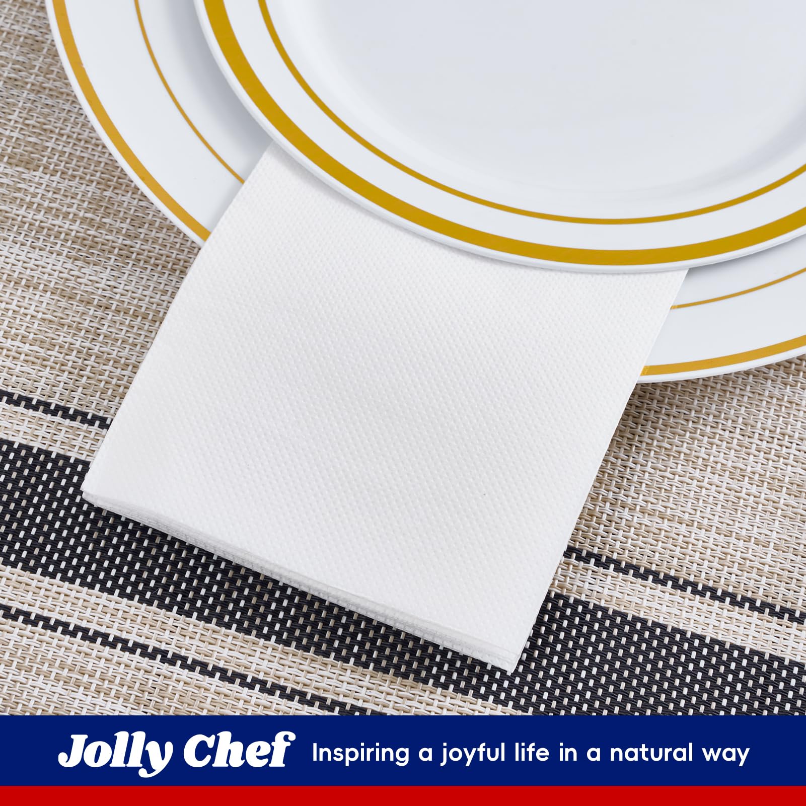 Jolly Chef 600 Pack Disposable Paper Napkins, Soft Bathroom Napkins For Guests, 2-Ply White Paper Hand Towels For Halloween, Wed