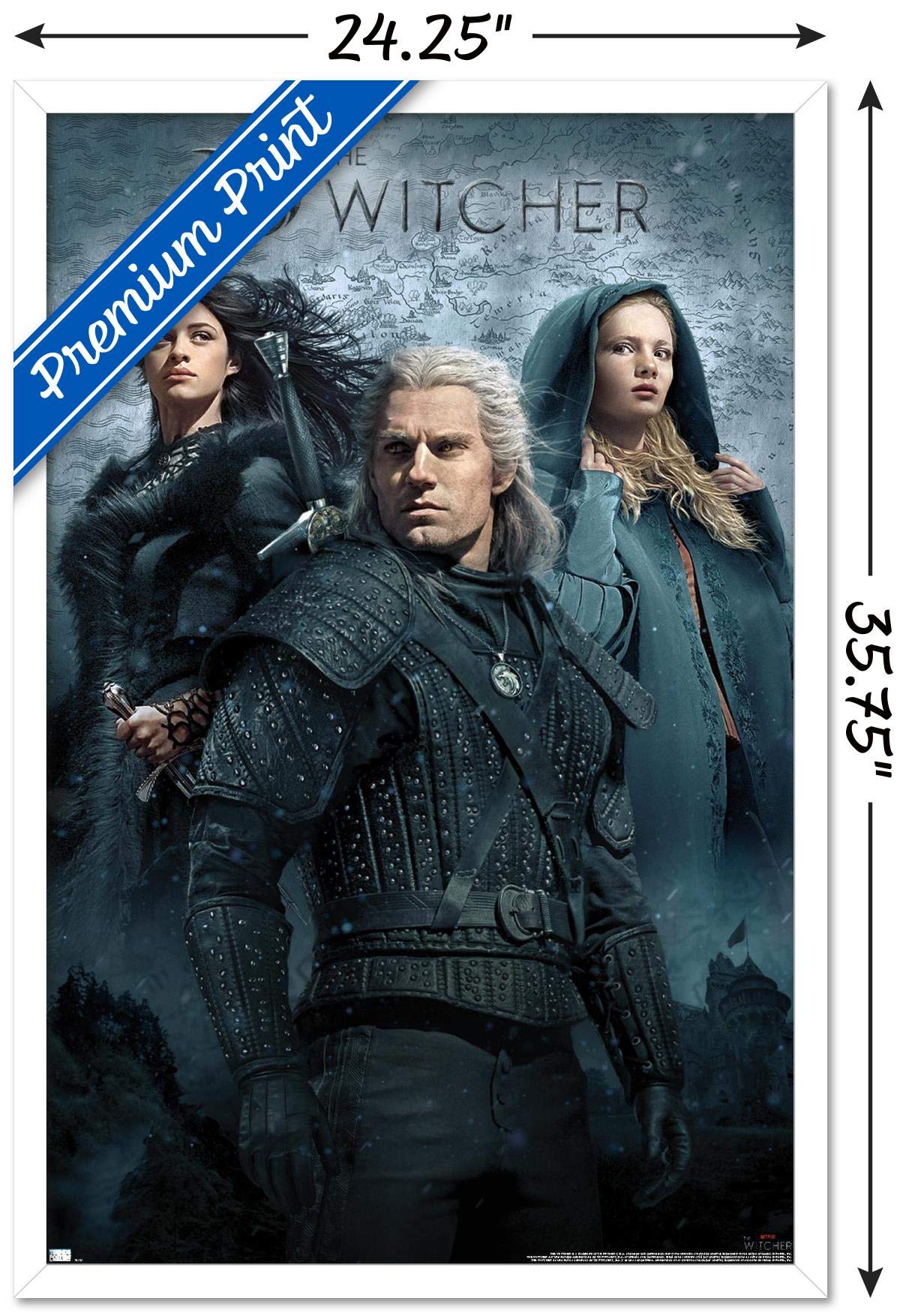 Trends International Netflix The Witcher - Key Art Wall Poster, 22.375'' X 34'', White Framed Version