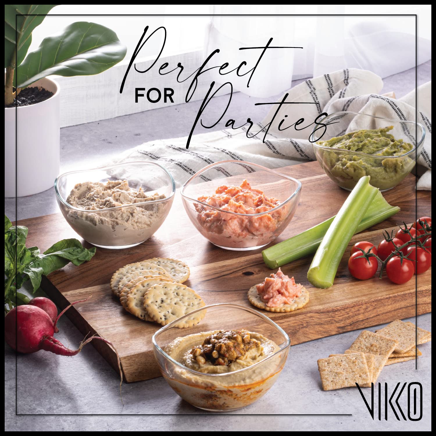 Vikko Glass Bowls, Set Of 6 Decorative Glass Dessert Bowls, 7 Ounce Glass Dish For Dessert, Candy, Kitchen Prep, Dishwasher Safe