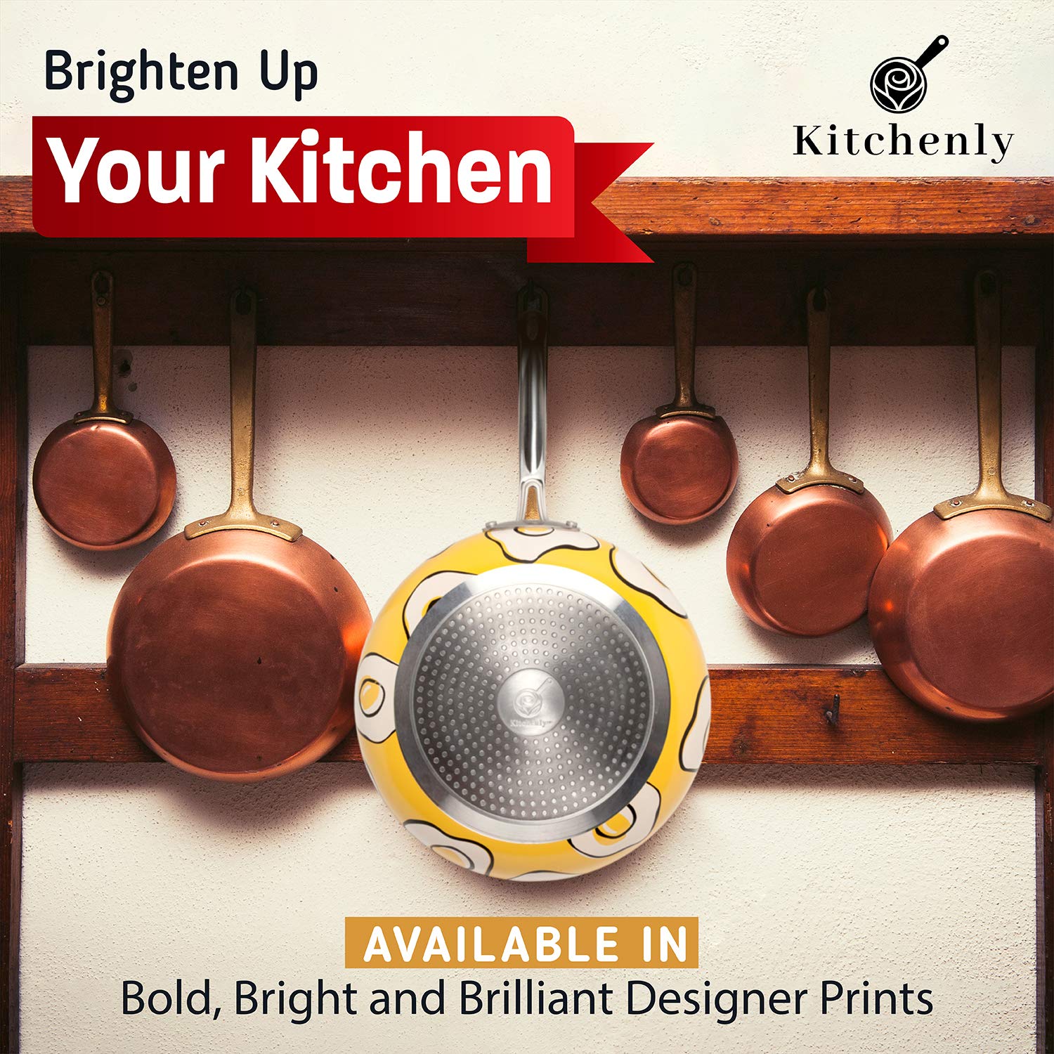 Kitchenly Happy Frying Pan & Lid - Nonstick Pan, Deep Nonstick Frying Pan Stone Cookware - Oven, Electric, Gas, And Induction Co