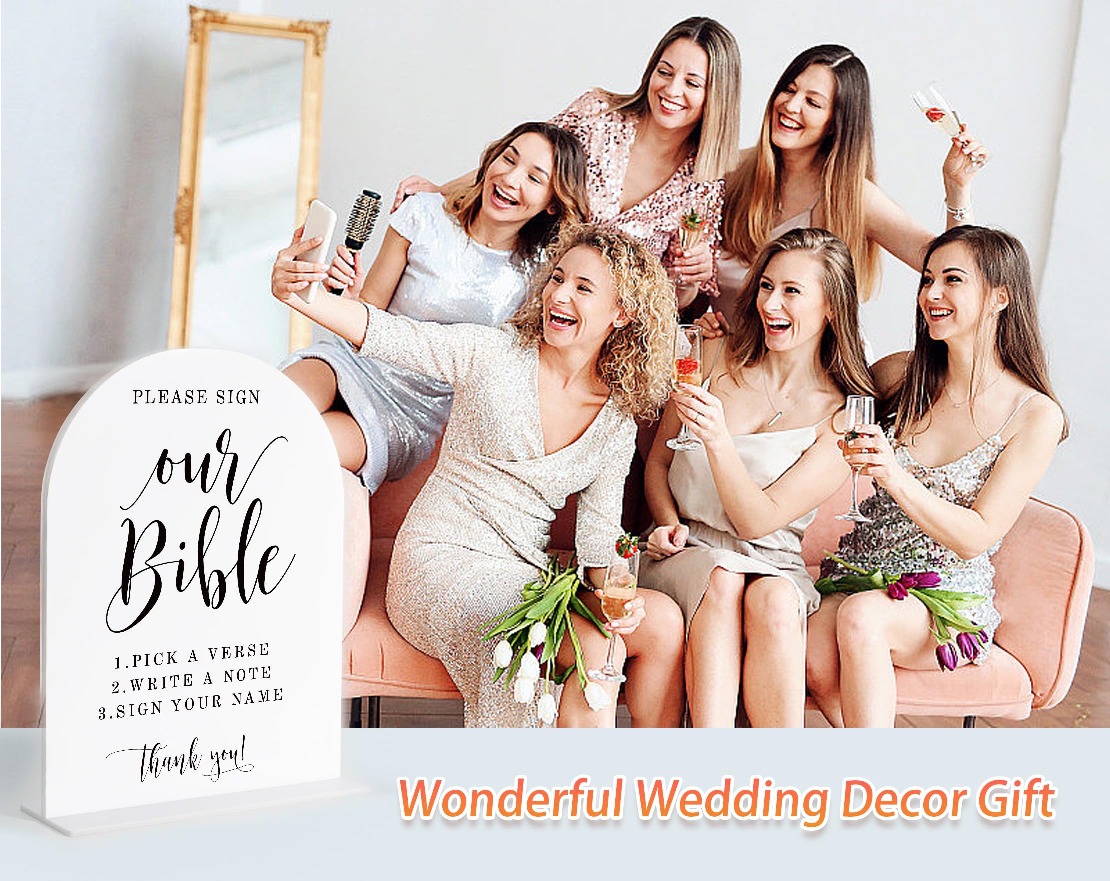 Wedding Bible Guest Book Sign, Please Sign Our Bible for Wedding, White Arch Acrylic Sign, Bridal Shower Decor, Engagement Party