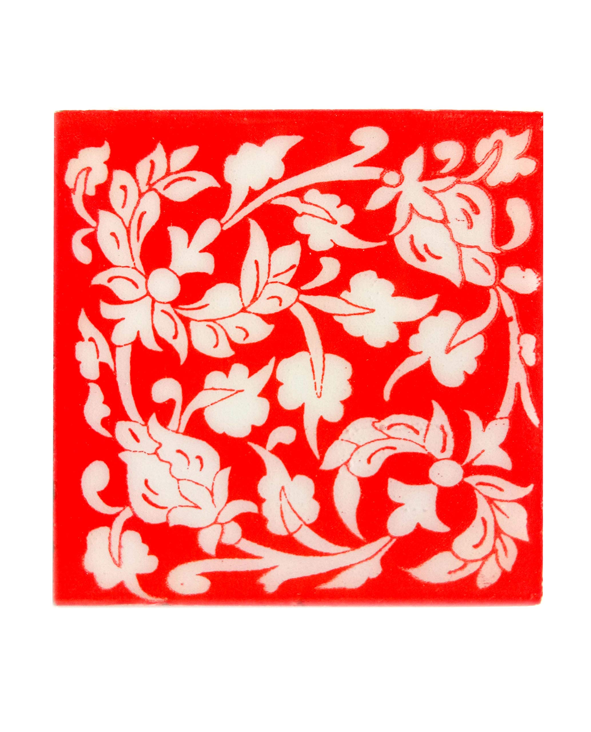 Shivkripa Blue Art Pottery Ceramic Decorative Handmade Tiles (15 X 15 X 0.5 Cm, Multicolour) - Pack Of 6