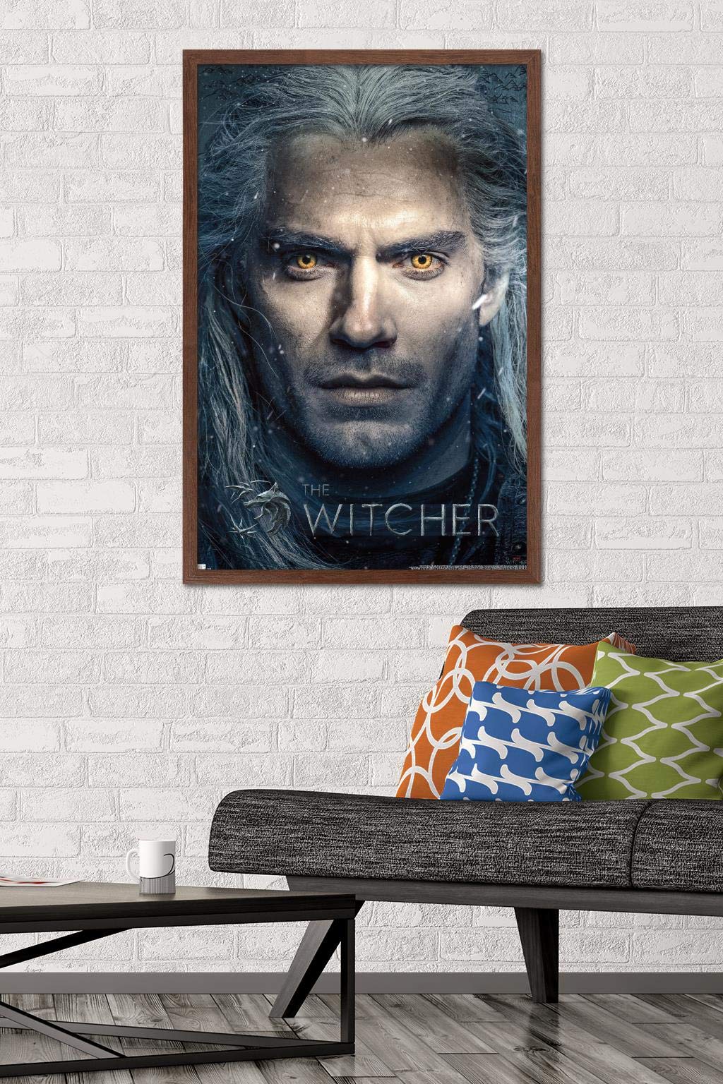 Trends International Netflix The Witcher - Closeup Wall Poster, 22.375'' X 34'', Mahogany Framed Version
