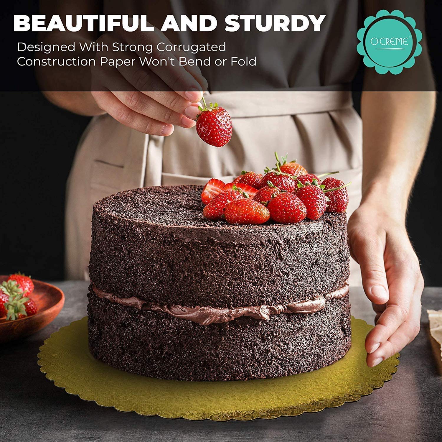 O'Creme Silver-Top Scalloped Round Cake And Pastry Board 3/32 Inch Thick, 10 Inch Diameter - Pack Of 10