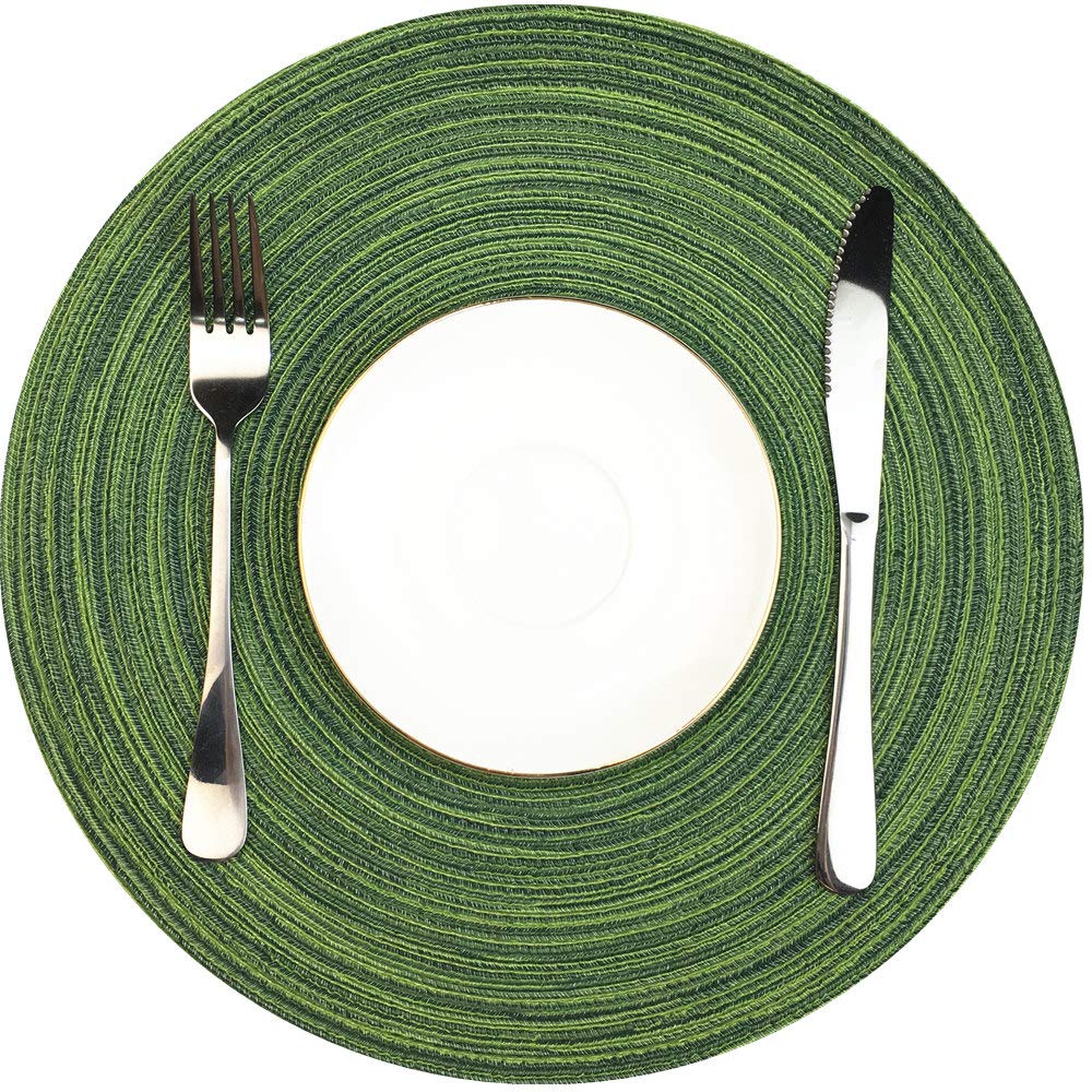 Red-A, Placemats, Round Placemats For Dining Table Set Of 4 Woven Heat Resistant Non-Slip Kitchen Table Mats Diameter 14 Inch(Hu
