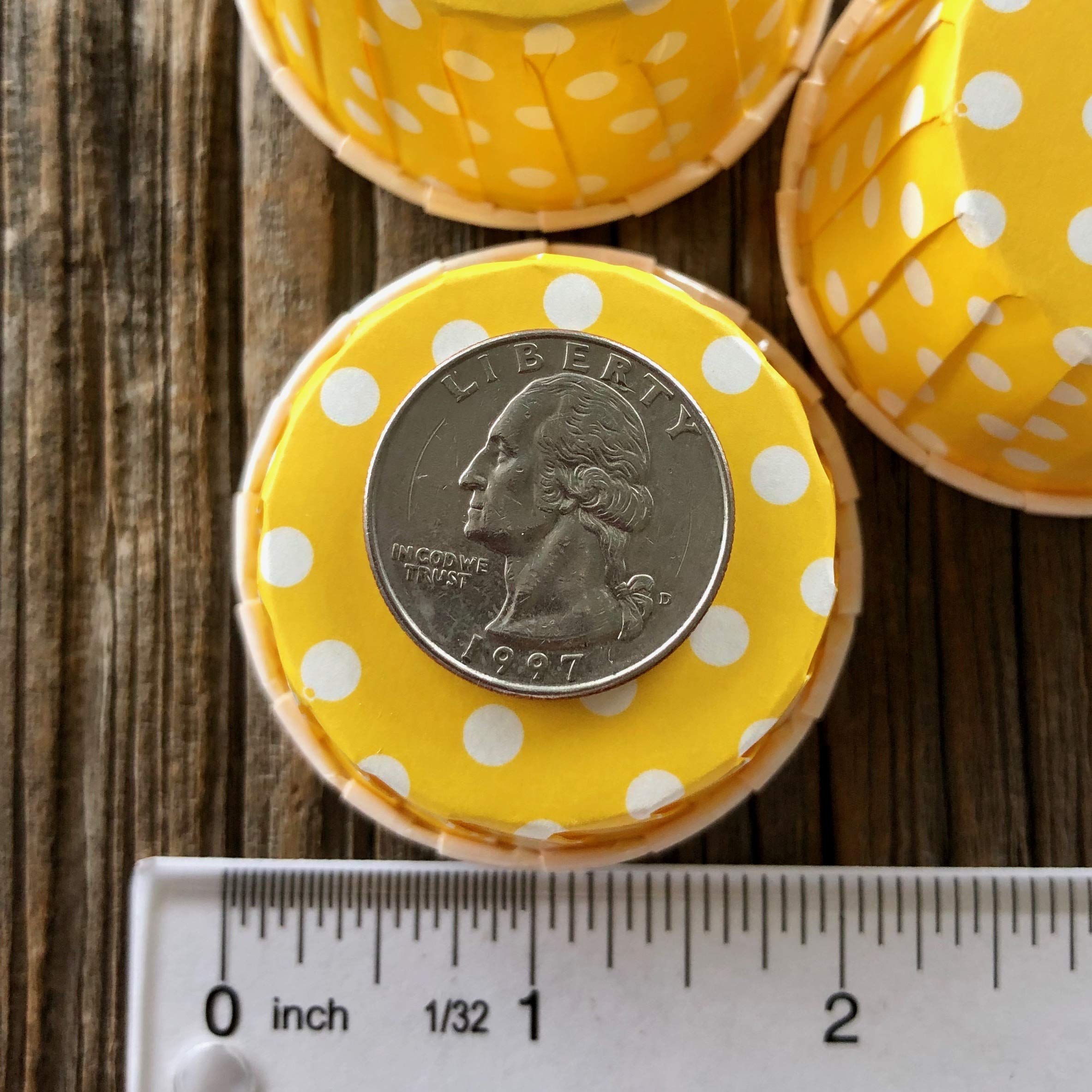 Bulk Mini Candy Nut Paper Cups - Mini Baking Liners - Yellow White Polka Dot - 100 Pack