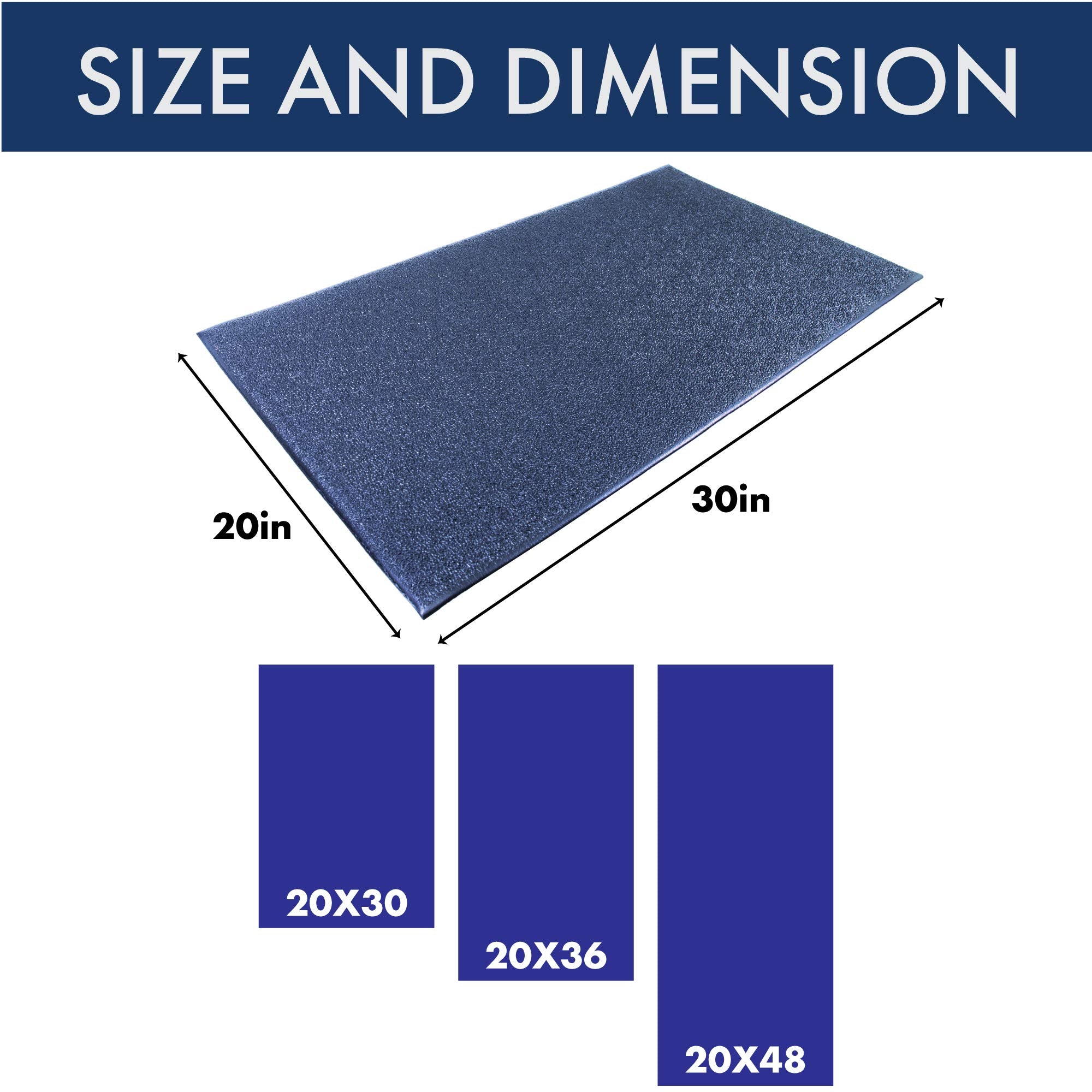 Notrax C01S2048Bu Kitchen Comfort Mat, 20'' Width X 48'' Length X 3/8'' Thickness, Blue