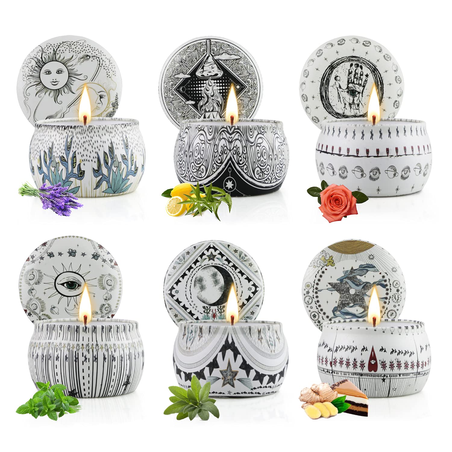 Scented Candles Gift Set 6 Packs,Aromatherapy Candle Gifts for Women,180H Lasting Burn Soy Wax Candles Bulk for Home Scented,Ide