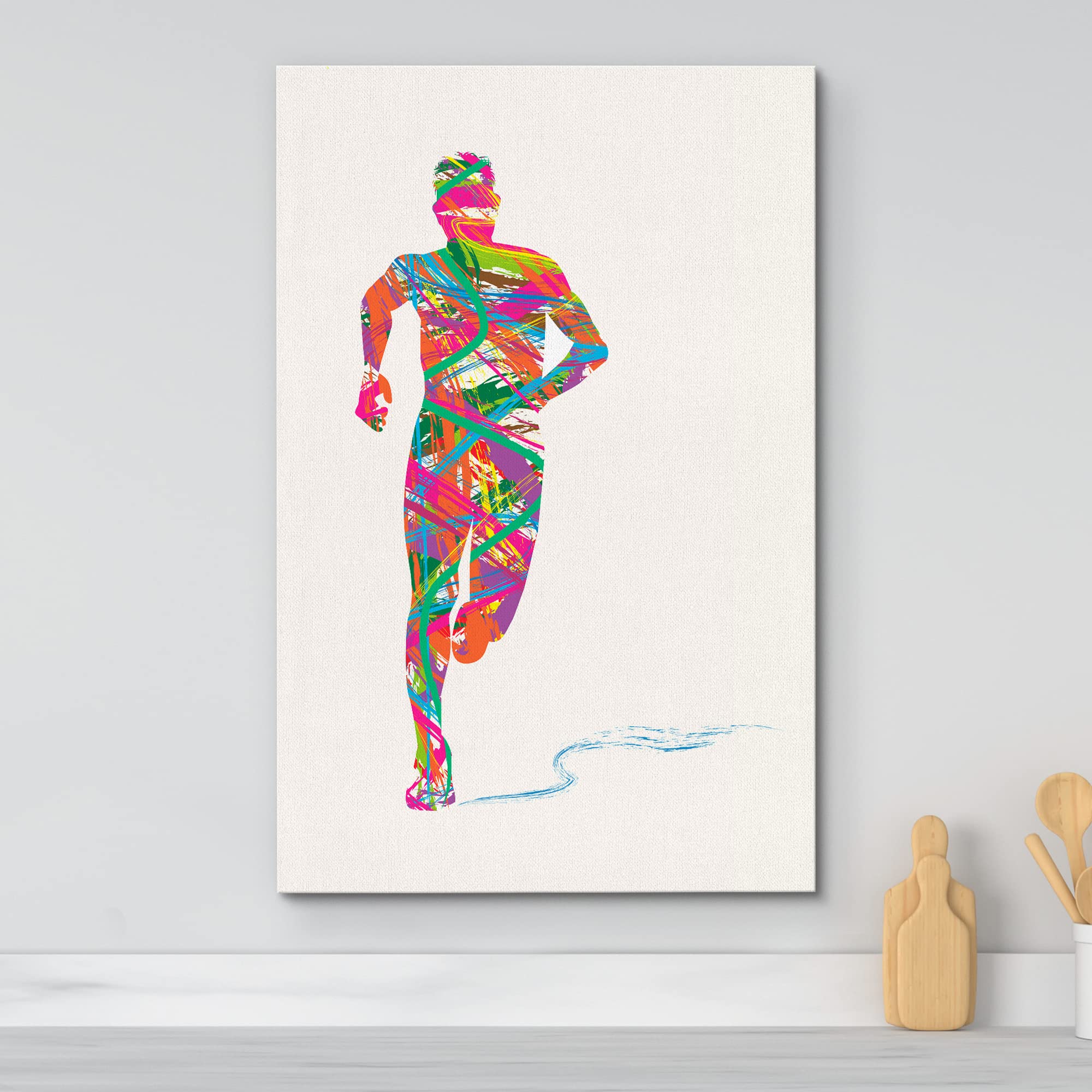 Wall26 Canvas Print Wall Art Rainbow Explosion Paint Stroke Runner Sports Athletes Digital Art Modern Art Rustic Scenic Urban Ex