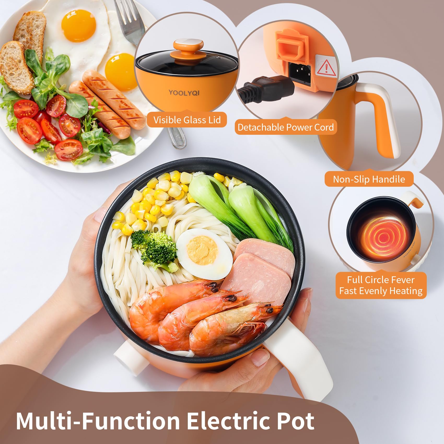 Hot Pot Electric Ramen Cooker: Yoolyqi 1.5 L Portable Lazy Pot, Dual Power Regulation, Suitable For Ramen,Noodles, Soup, Oatmeal
