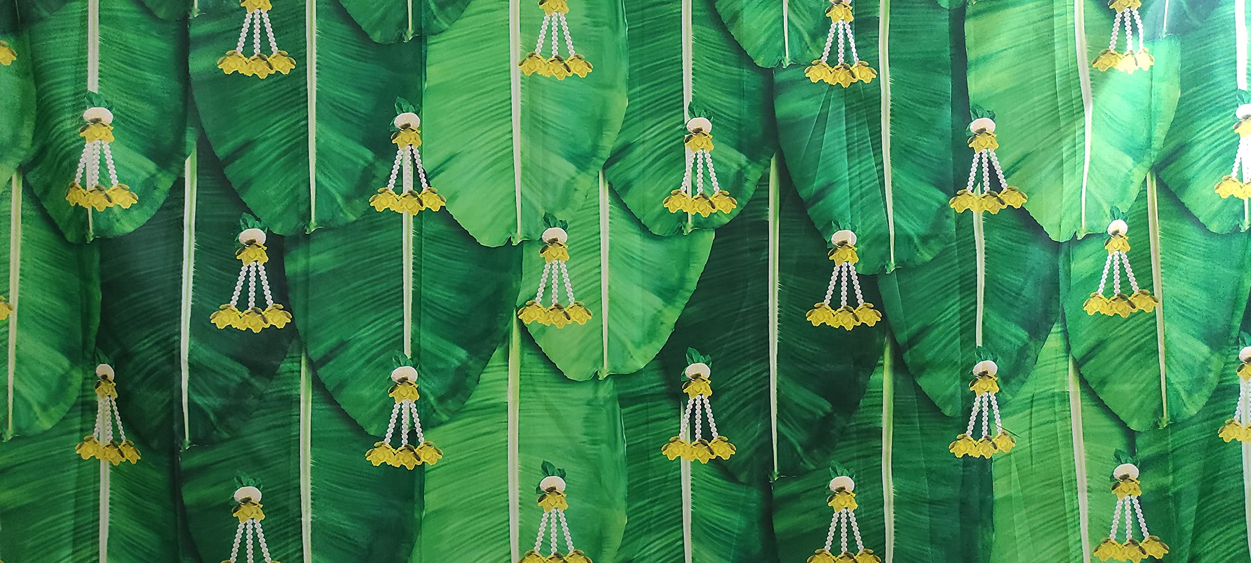ZestEnter Banana Leaf Backdrop Curtain for Decoration Backdrop Cloth for Pooja Decoration Traditional/Background Curtain Cloth f