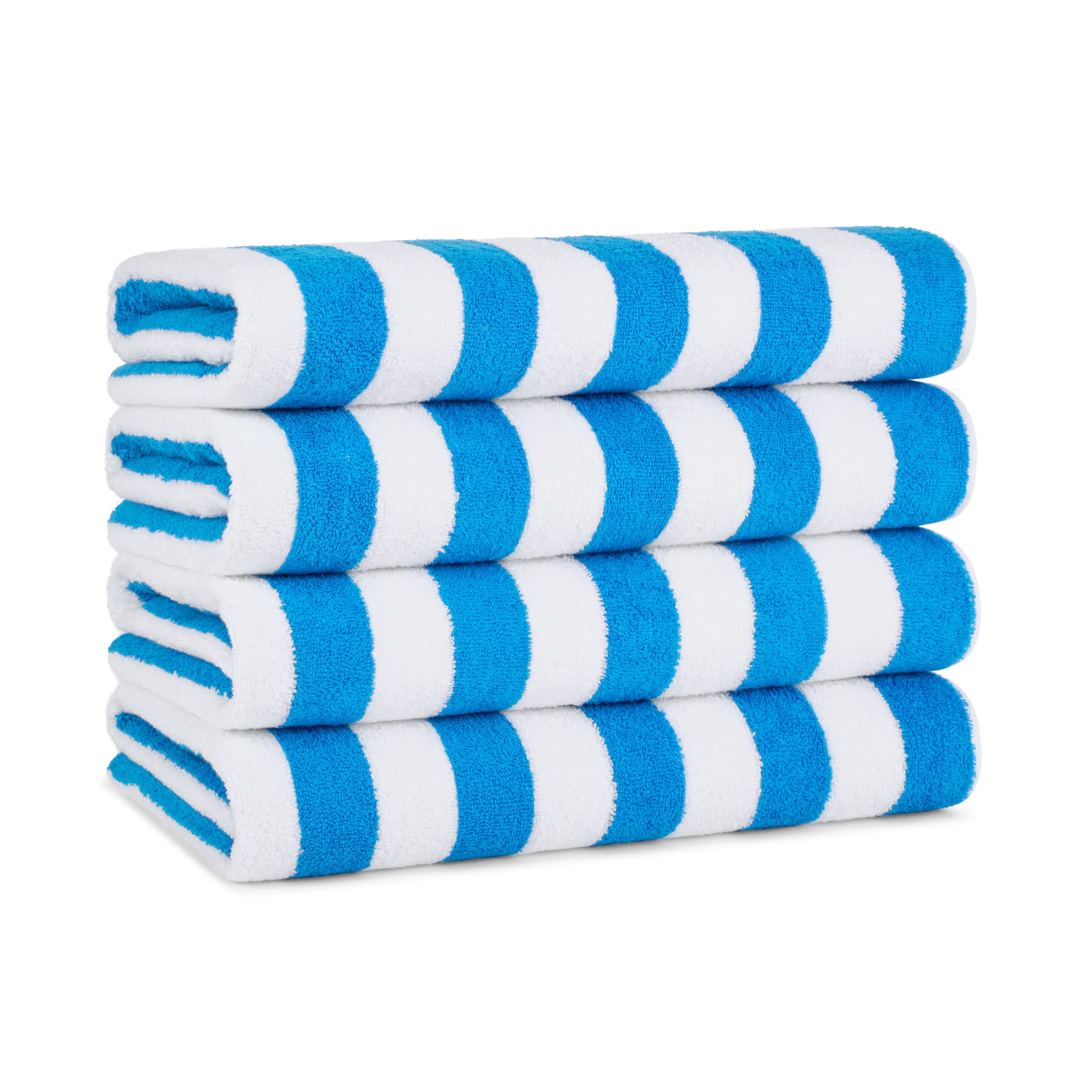 Arkwright California Cabana Stripe Beach Towel - Pack of 4, Large Soft Quick Dry Cotton Terry Towels Set for Pool, Swim, and Hot