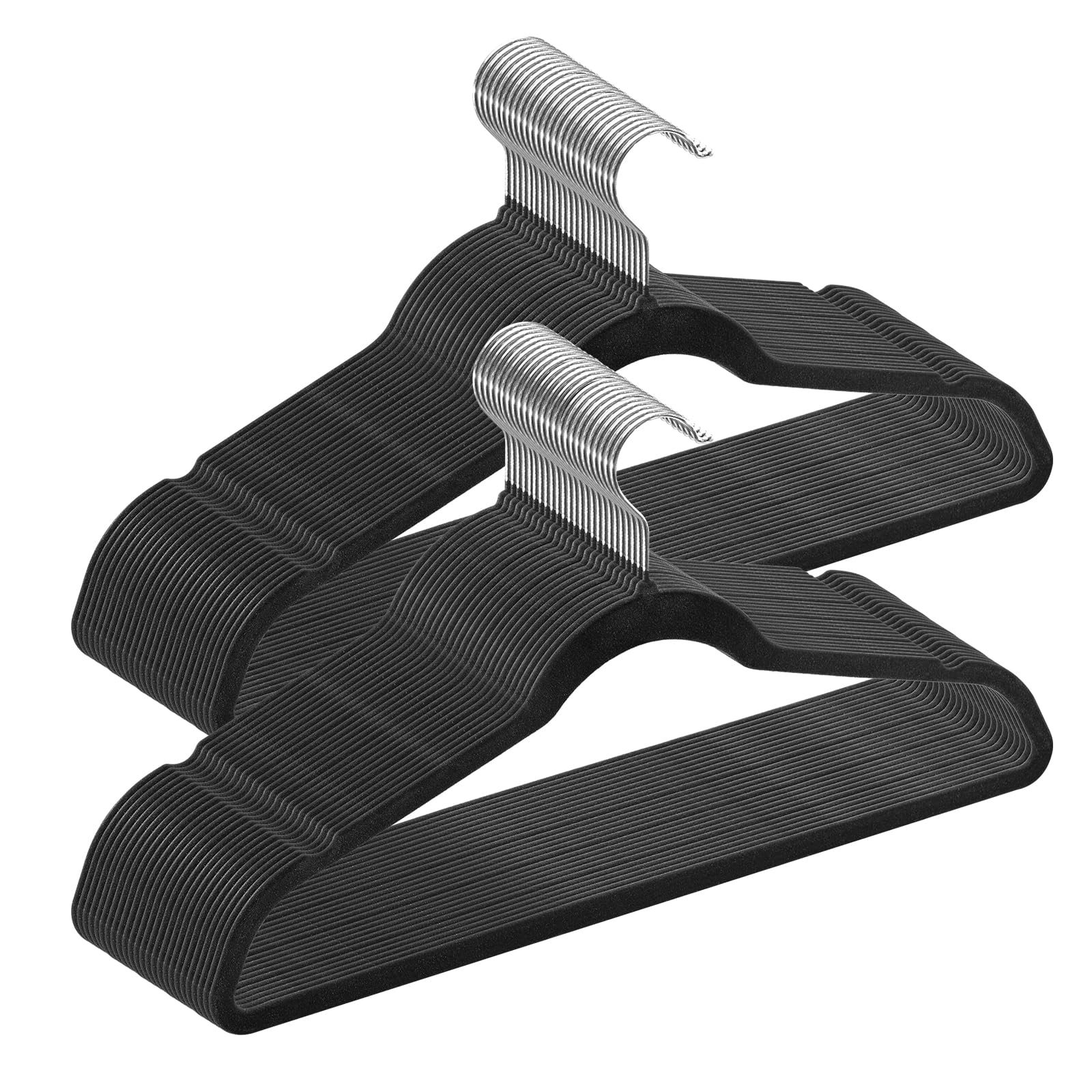 VEVOR Hangers, 11lbs Load-Bearing, 50 Pack Black Velvet Hangers with 360 Degree Swivel Hook & 0.2 in Ultra-Thin Design, Non-Slip