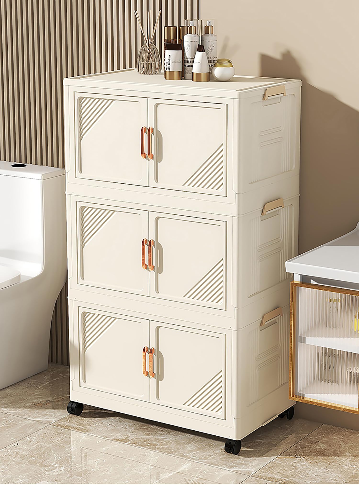 House Of Quirk Plastic Storage Bins For Closet Organizers, Folding Storage Box, Stackable Storage With Open Front Door, Collapsi