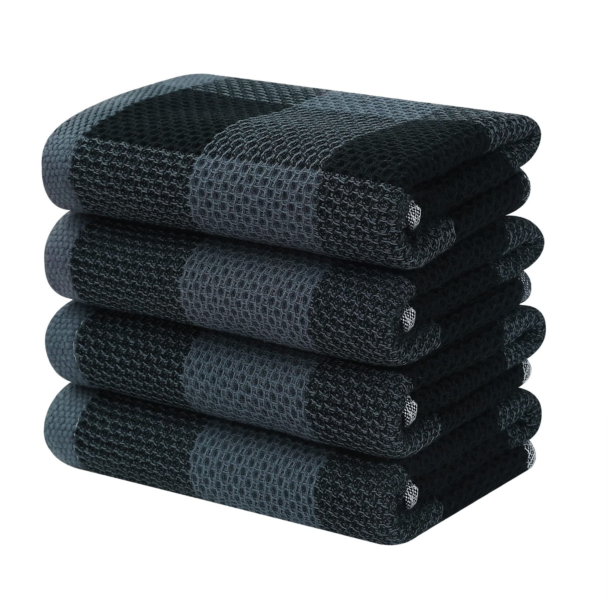 Homaxy 100% Cotton Waffle Weave Check Plaid Kitchen Towels, 13 x 28 Inches, Super Soft and Absorbent Dish Towels for Drying Dish
