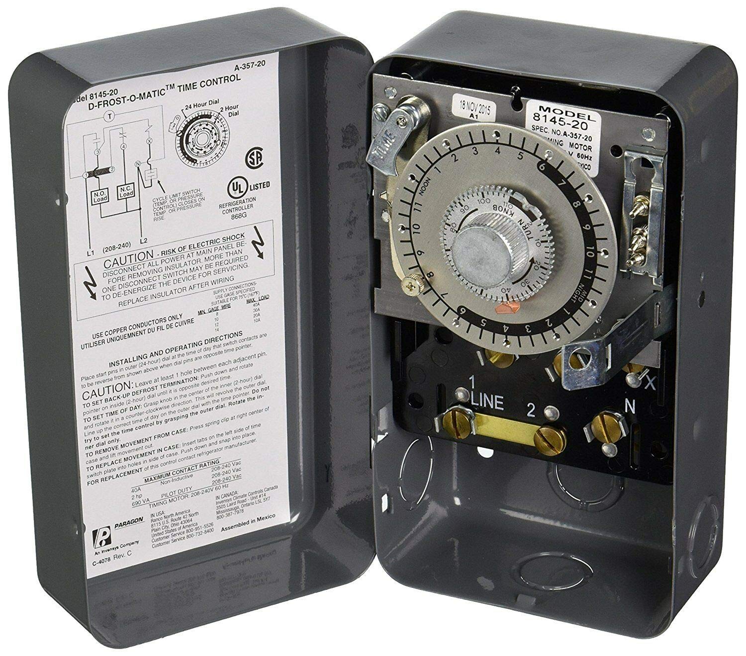 (RB) commercial Refrigeration Defrost Timer for Paragon 814520