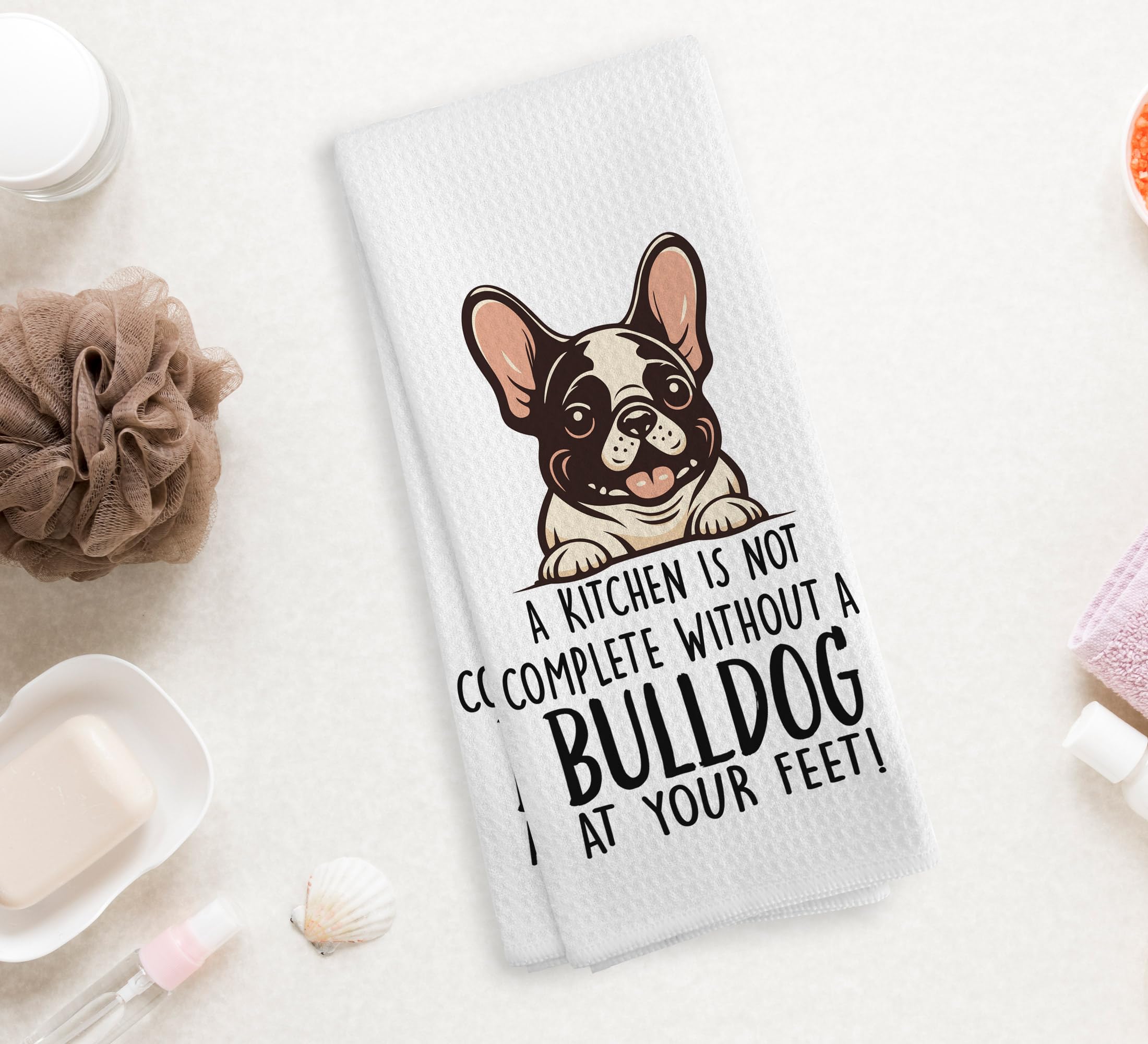 NOQL Bulldog Kitchen Towels and Dishcloths - Gifts for Women Men, Dog Decor Drying Cloth Hand Towels Tea Towels for Bathroom Kit