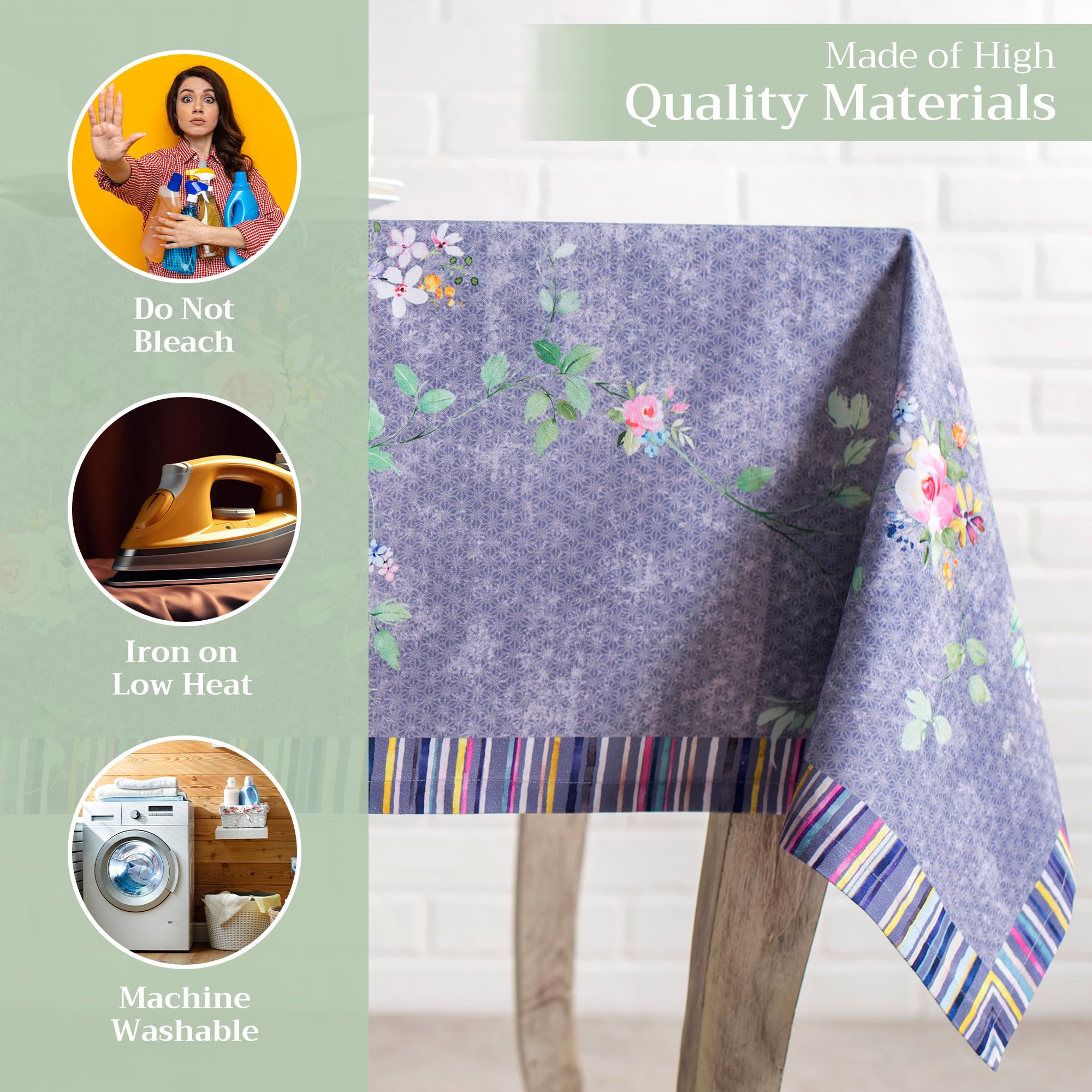 Maison d Hermine Table Cloth Rectangle Table 100% Cotton 54 x 72 Inches Tablecloth for Dining Room, Farmhouse, Home, Party, Fes