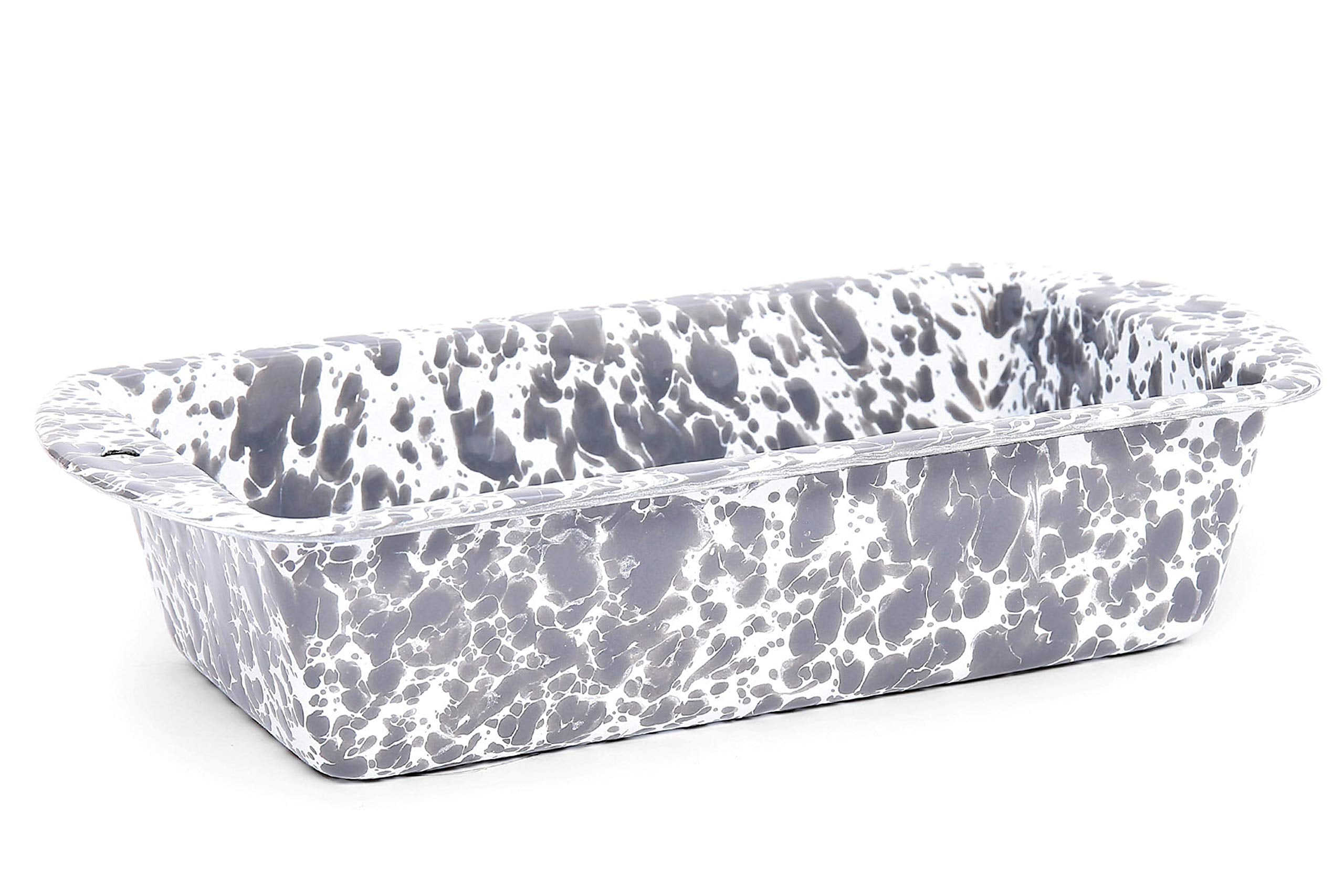 Crow Canyon Home Enamelware Loaf Pan, 9 x 5 inches, Grey/White Splatter