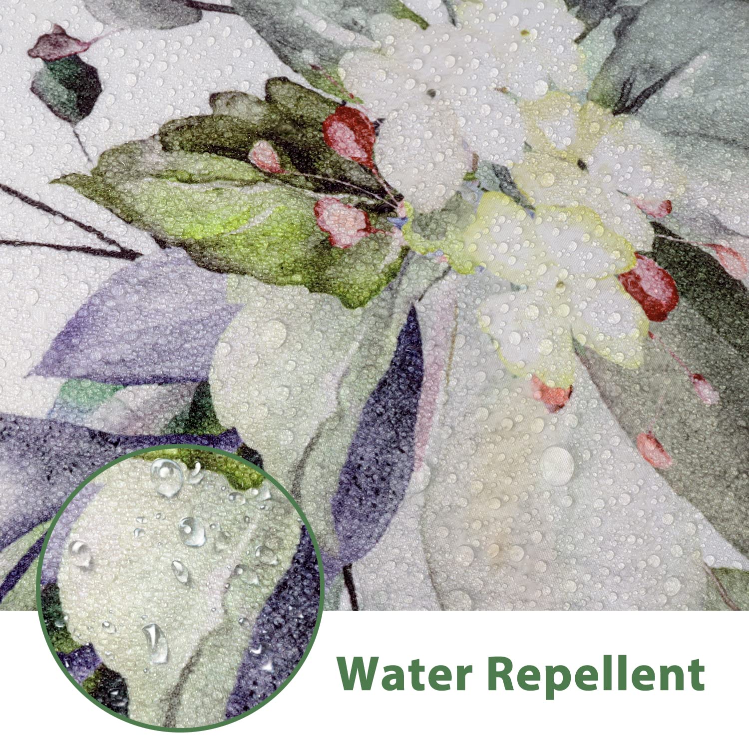 Nuseiis Long Eucalyptus Leaves Shower Curtain, 72"x78", Green Fabric with Hooks, Watercolor Floral Bathroom Decor