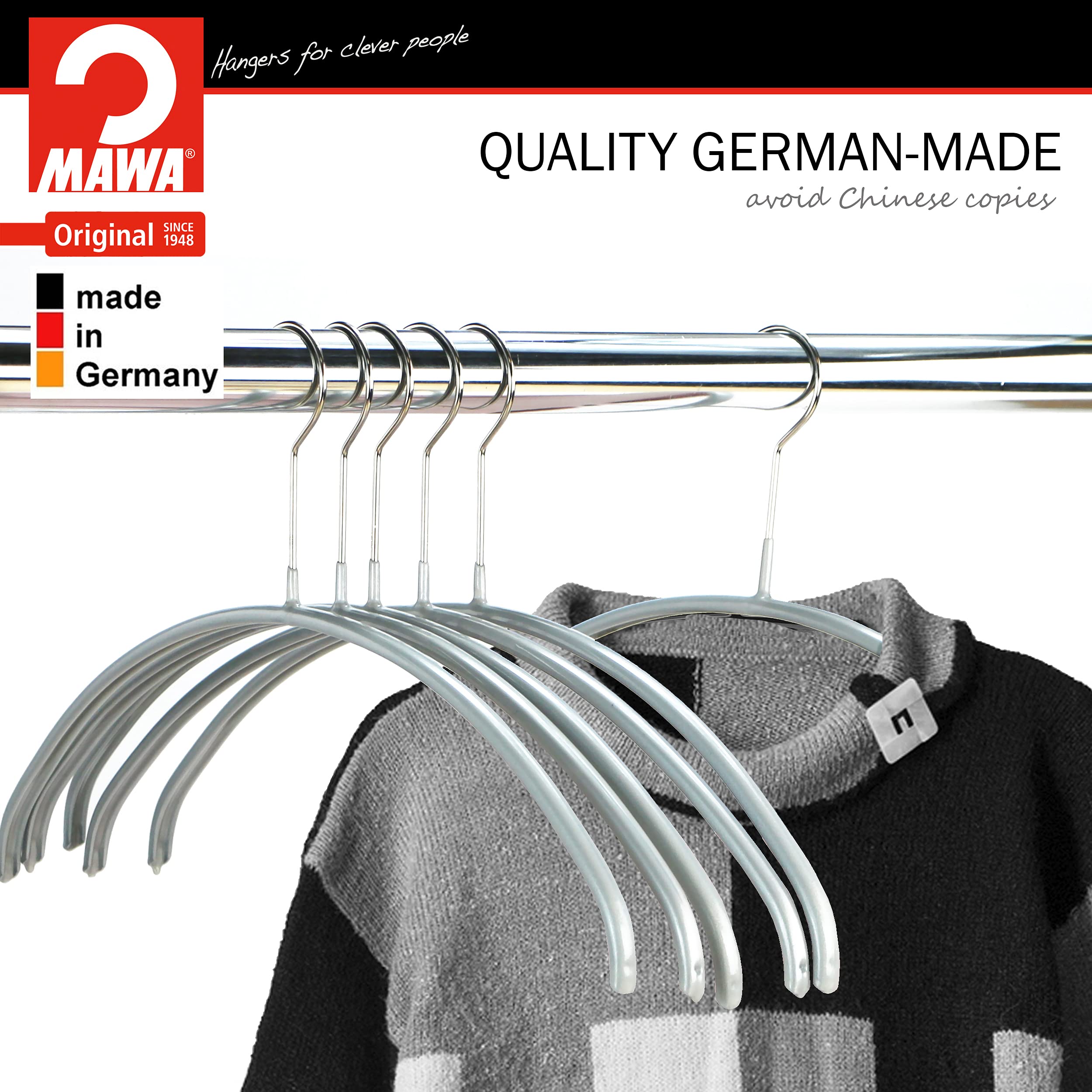 Mawa 14147 Clothing Hanger, Silver, Pack Of 130