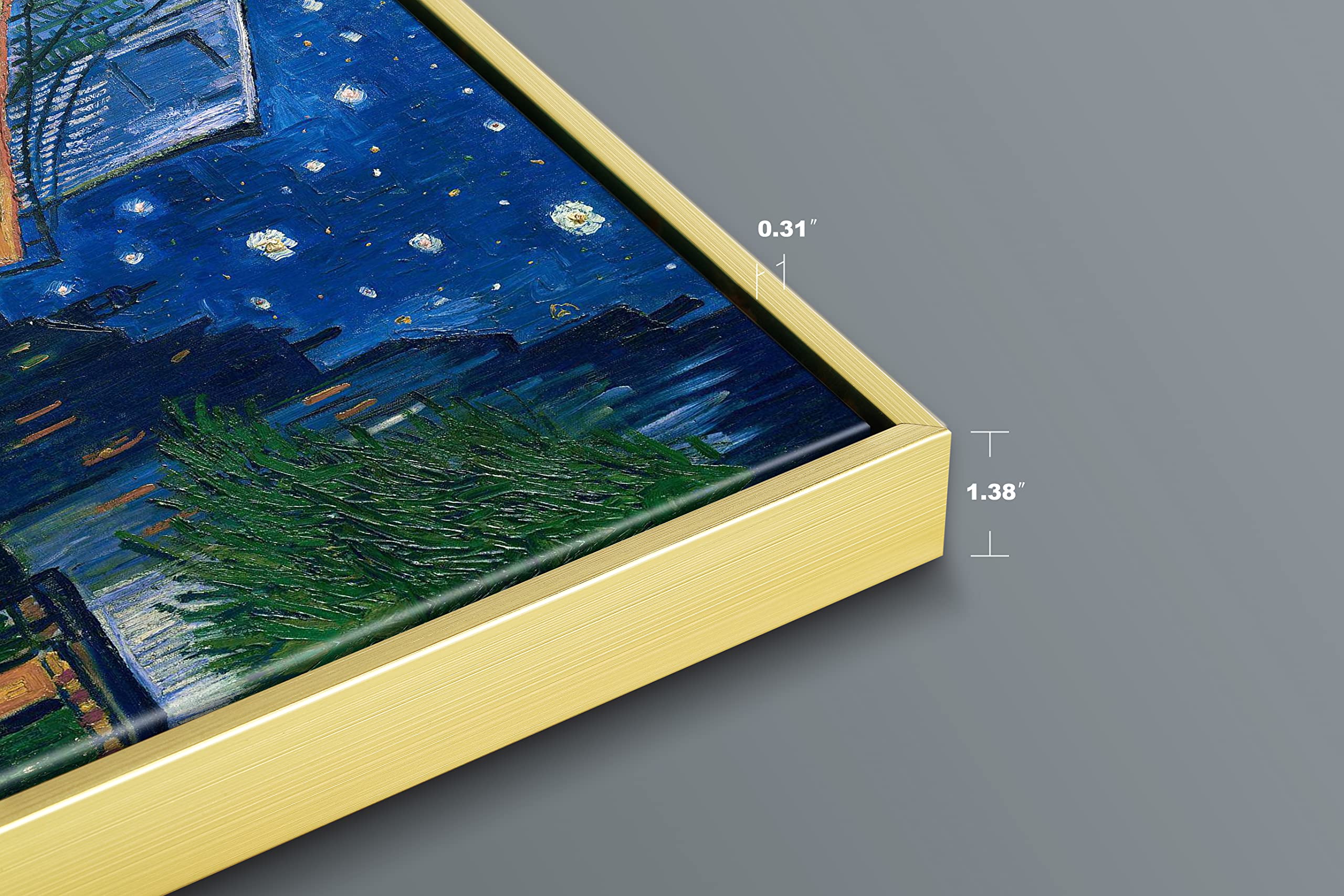 Wieco Art Framed Wall Art Canvas Prints Of Cafe Terrace At Night Canvas Prints Wall Art By Van Gogh Paintings Reproduction Abstr