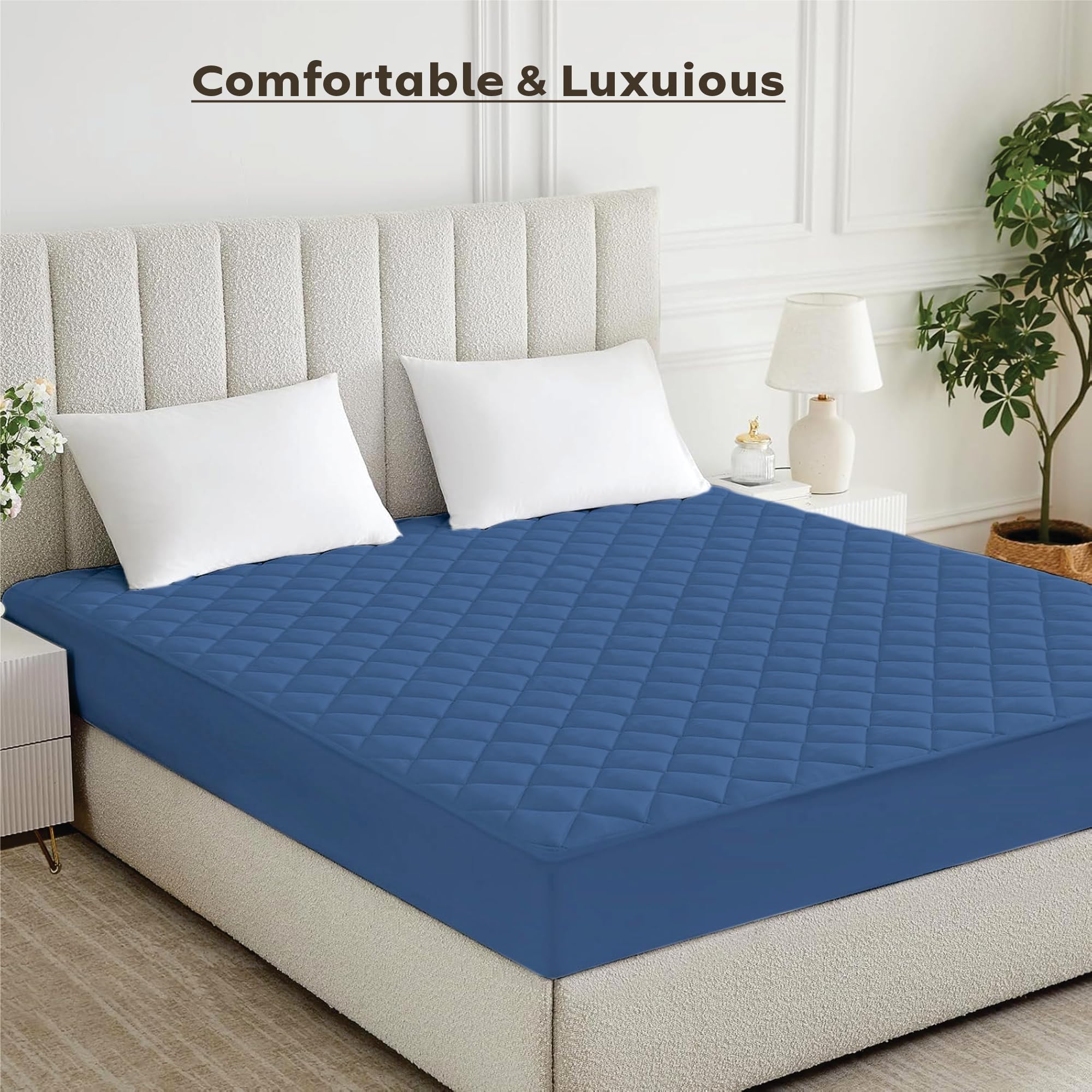 Ayka Waterproof Cotton Quilted Mattress Protector Queen Size Breathable Hypoallergenic Noiseless Ultra Soft Fitted Bed Protector