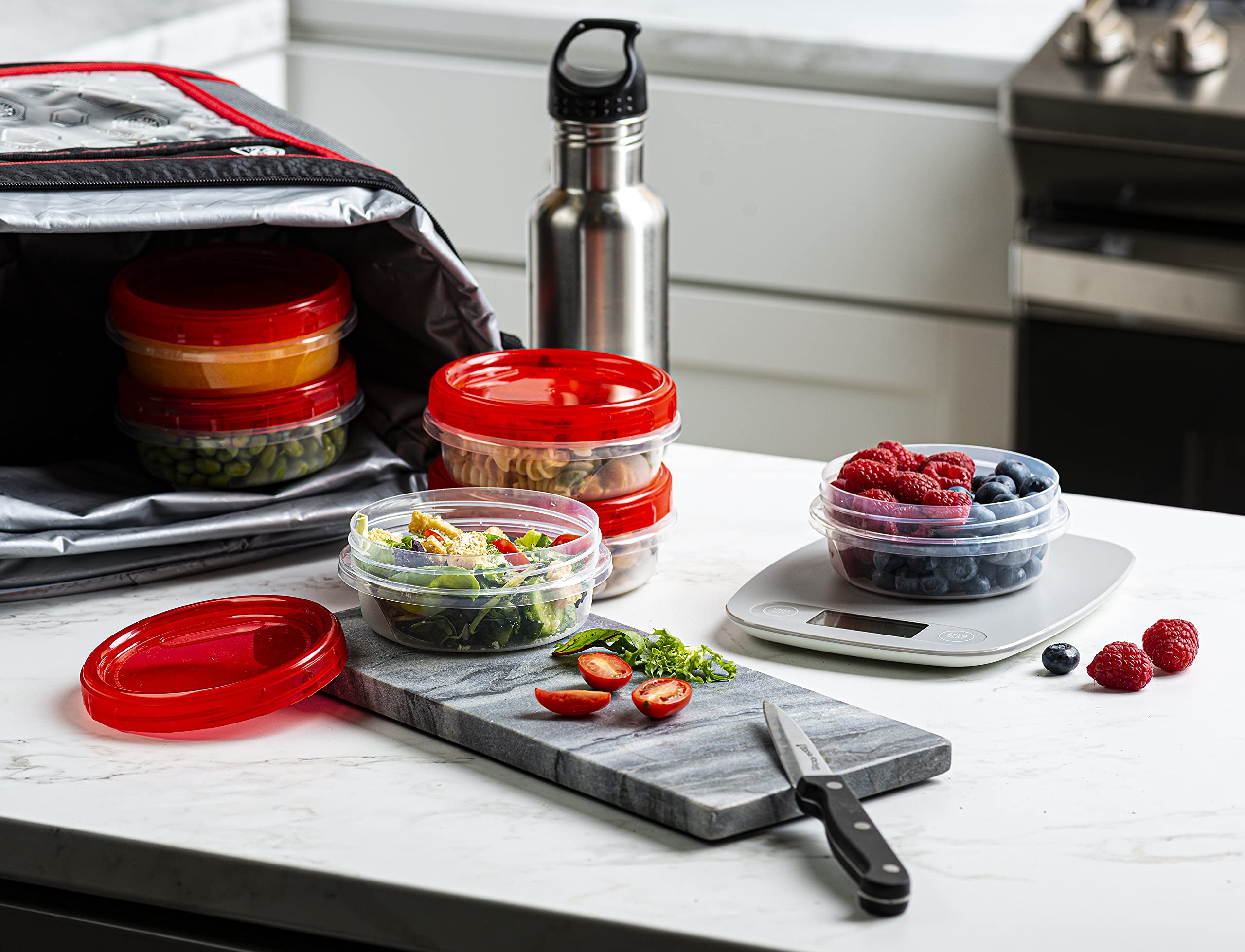 Elegant Disposables (8 Ounce 20 Pack) Twist Cap Containers Clear Bottom With Red Top Screw On Lids Twist Top Food Storage Freeze