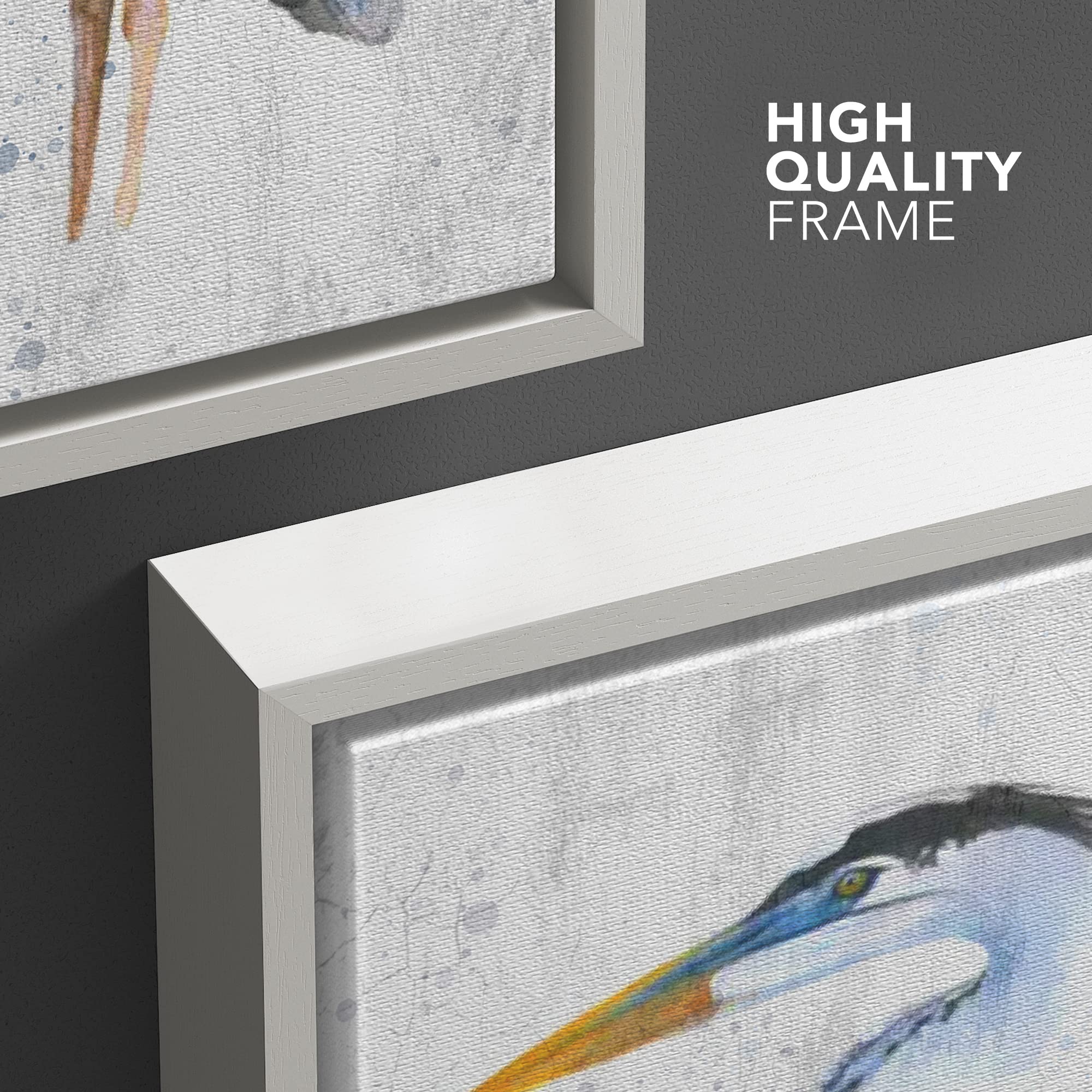 Wall26 Framed Canvas Print Wall Art Pastel Blue Watercolor Crane Bird Nature Wilderness Illustrations Modern Art Decorative Rust